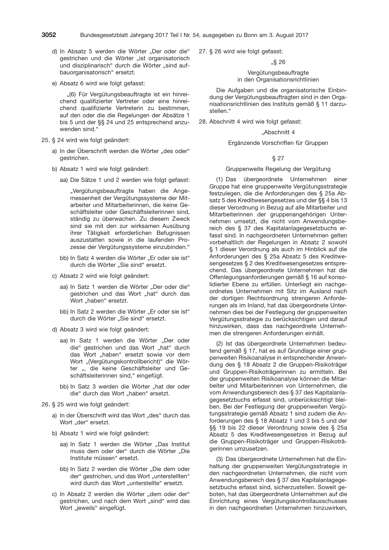 BGBl. 2017, Seite 3052 — Originalseite als Abbildung