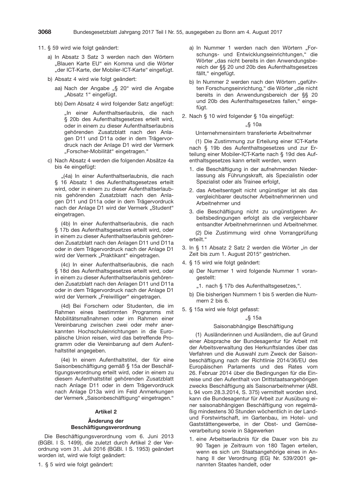 BGBl. 2017, Seite 3068 — Originalseite als Abbildung