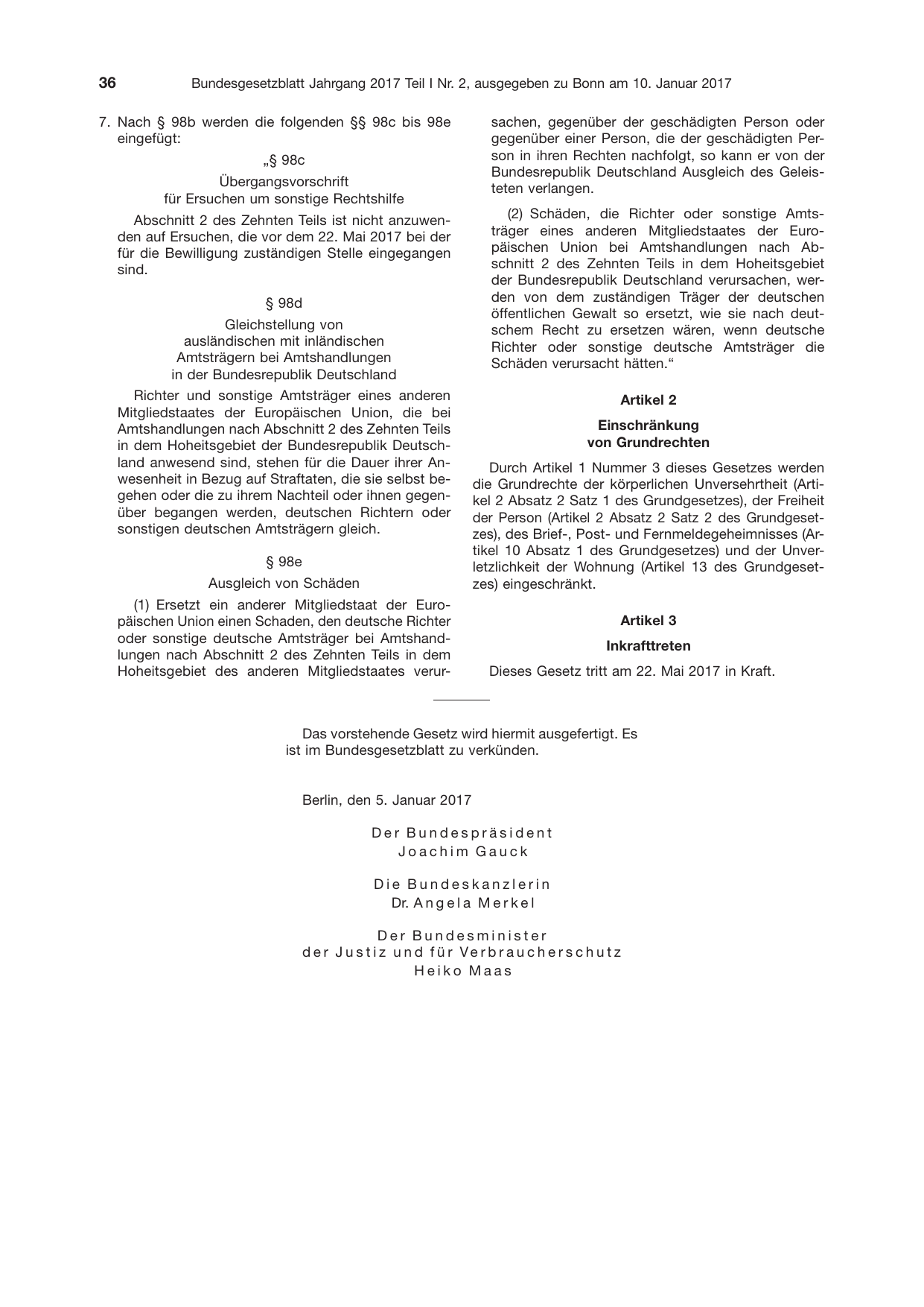 BGBl. 2017, Seite 36 — Originalseite als Abbildung