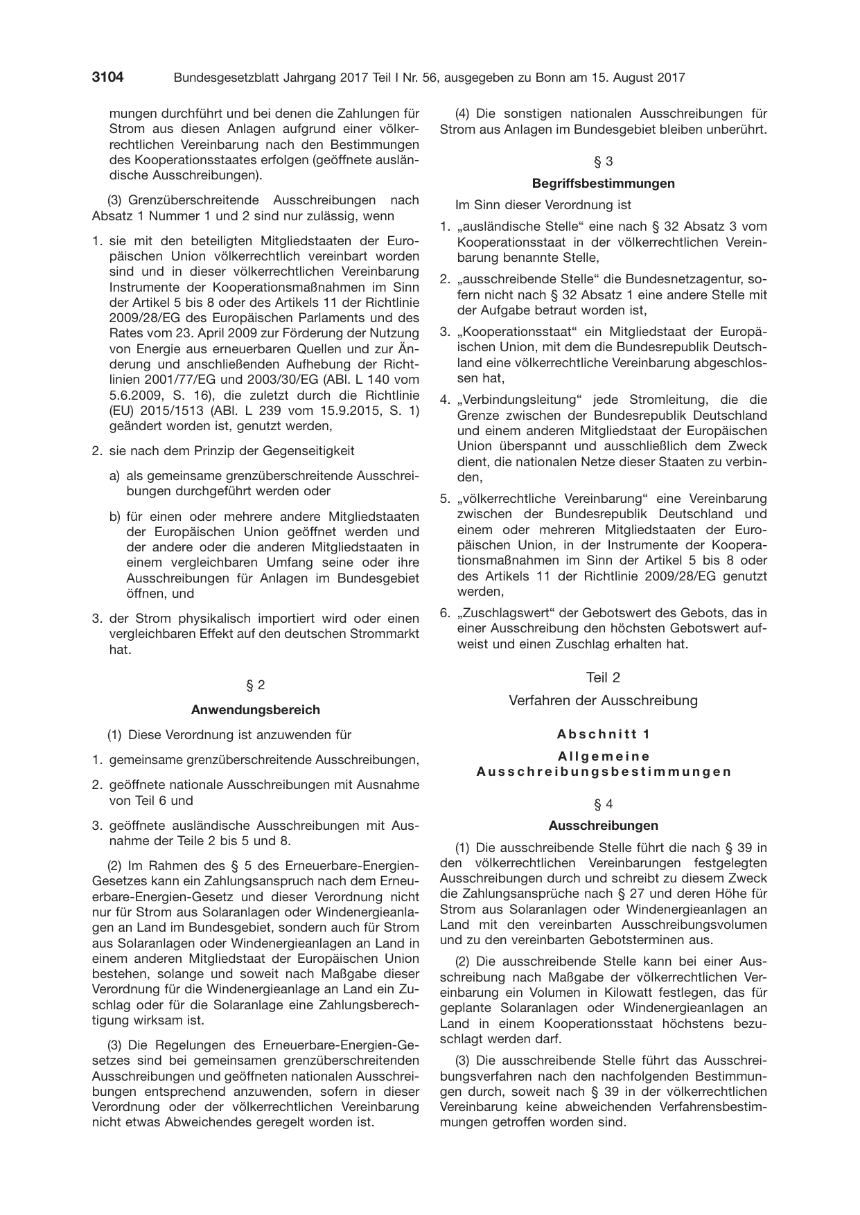 BGBl. 2017, Seite 3104 — Originalseite als Abbildung