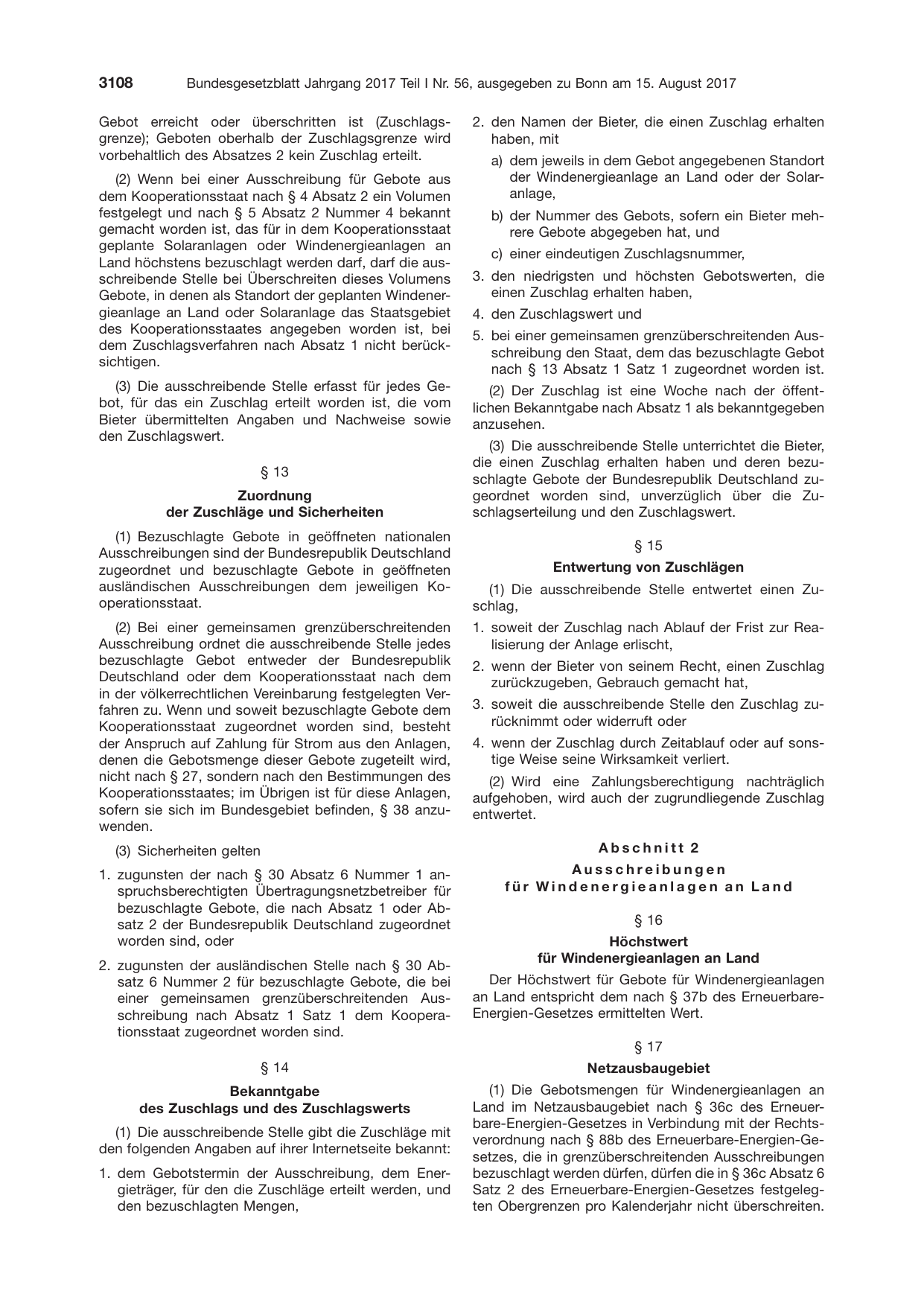 BGBl. 2017, Seite 3108 — Originalseite als Abbildung