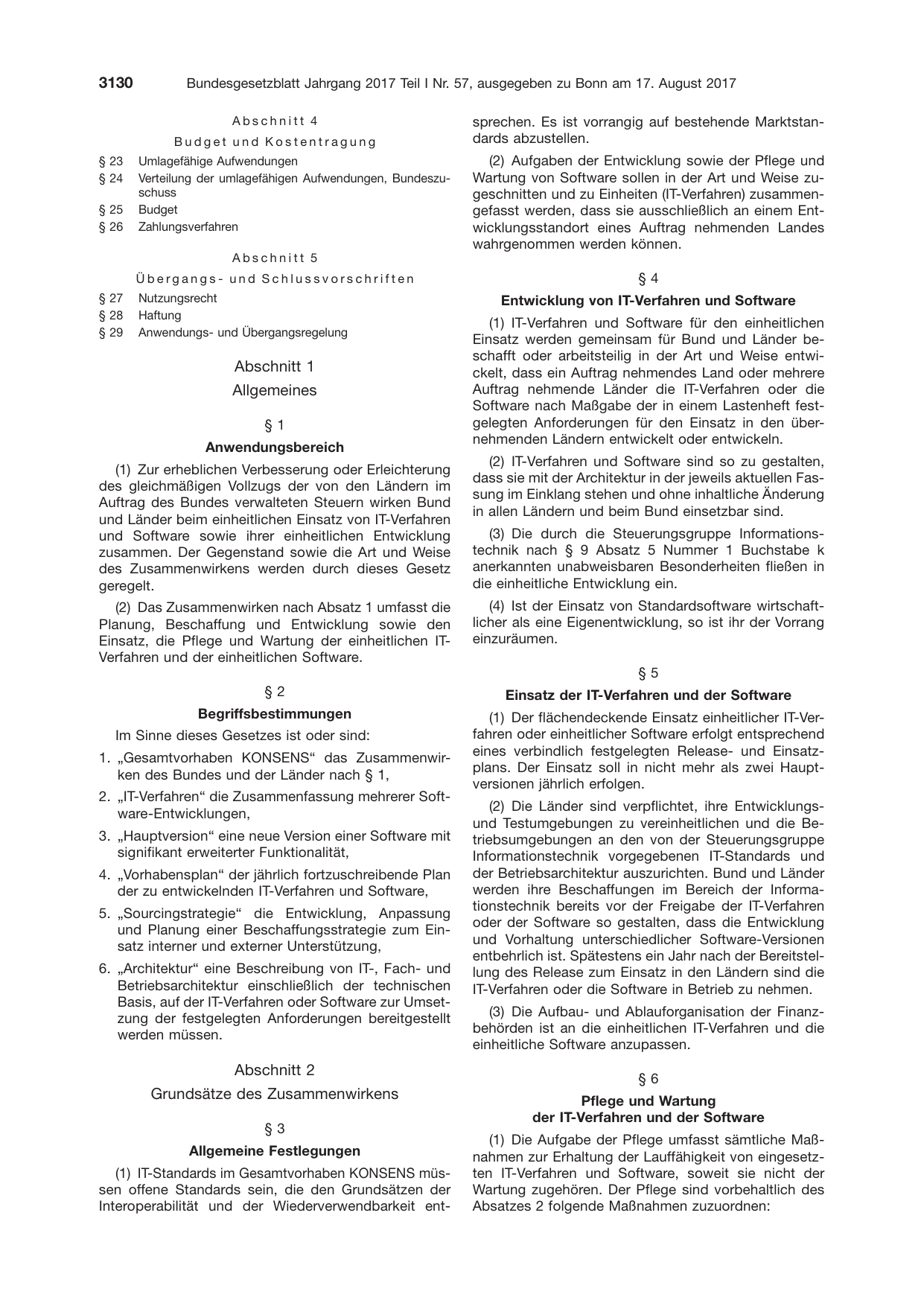 BGBl. 2017, Seite 3130 — Originalseite als Abbildung