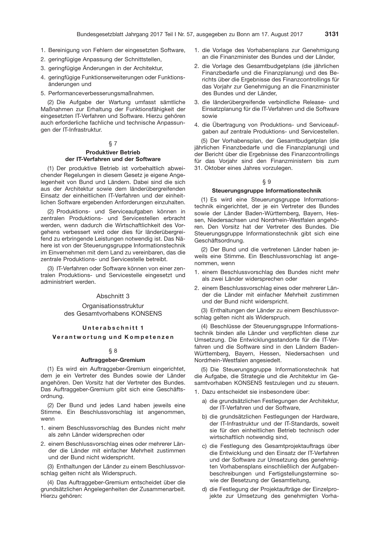 BGBl. 2017, Seite 3131 — Originalseite als Abbildung