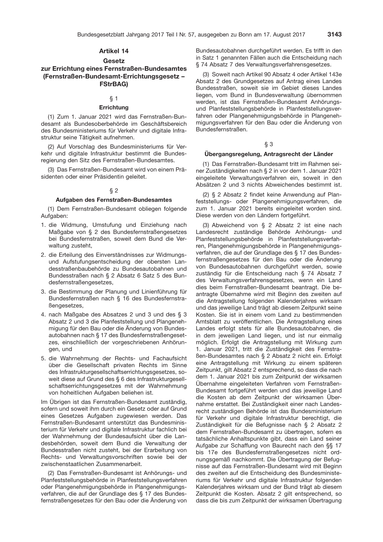 BGBl. 2017, Seite 3143 — Originalseite als Abbildung