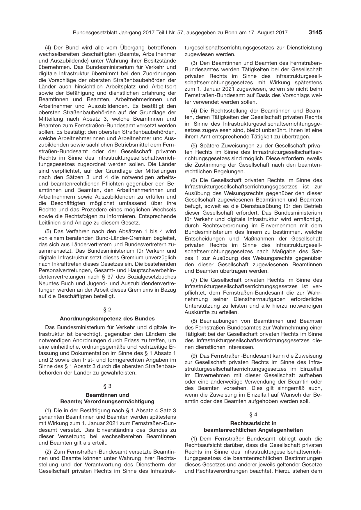 BGBl. 2017, Seite 3145 — Originalseite als Abbildung