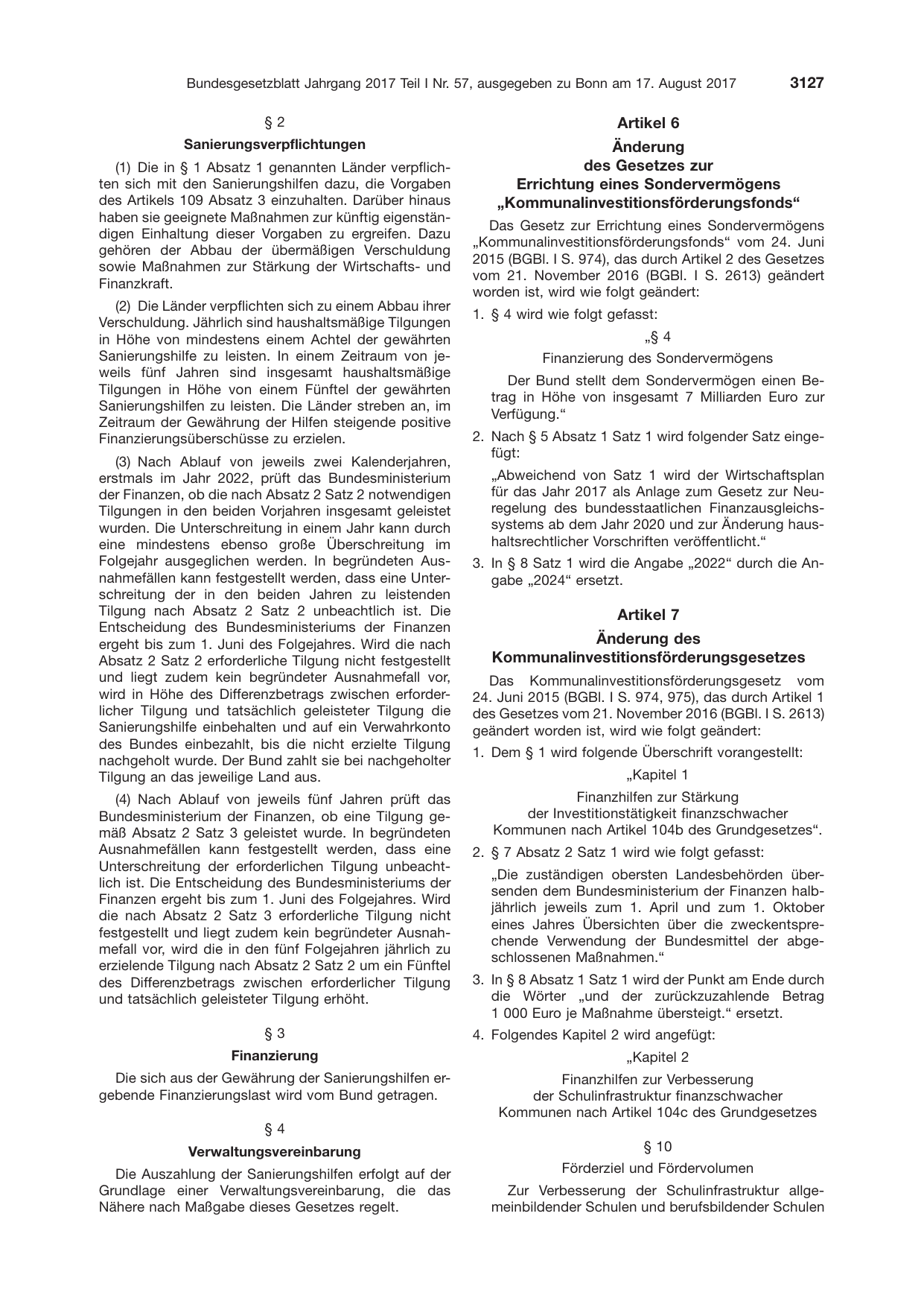 BGBl. 2017, Seite 3127 — Originalseite als Abbildung