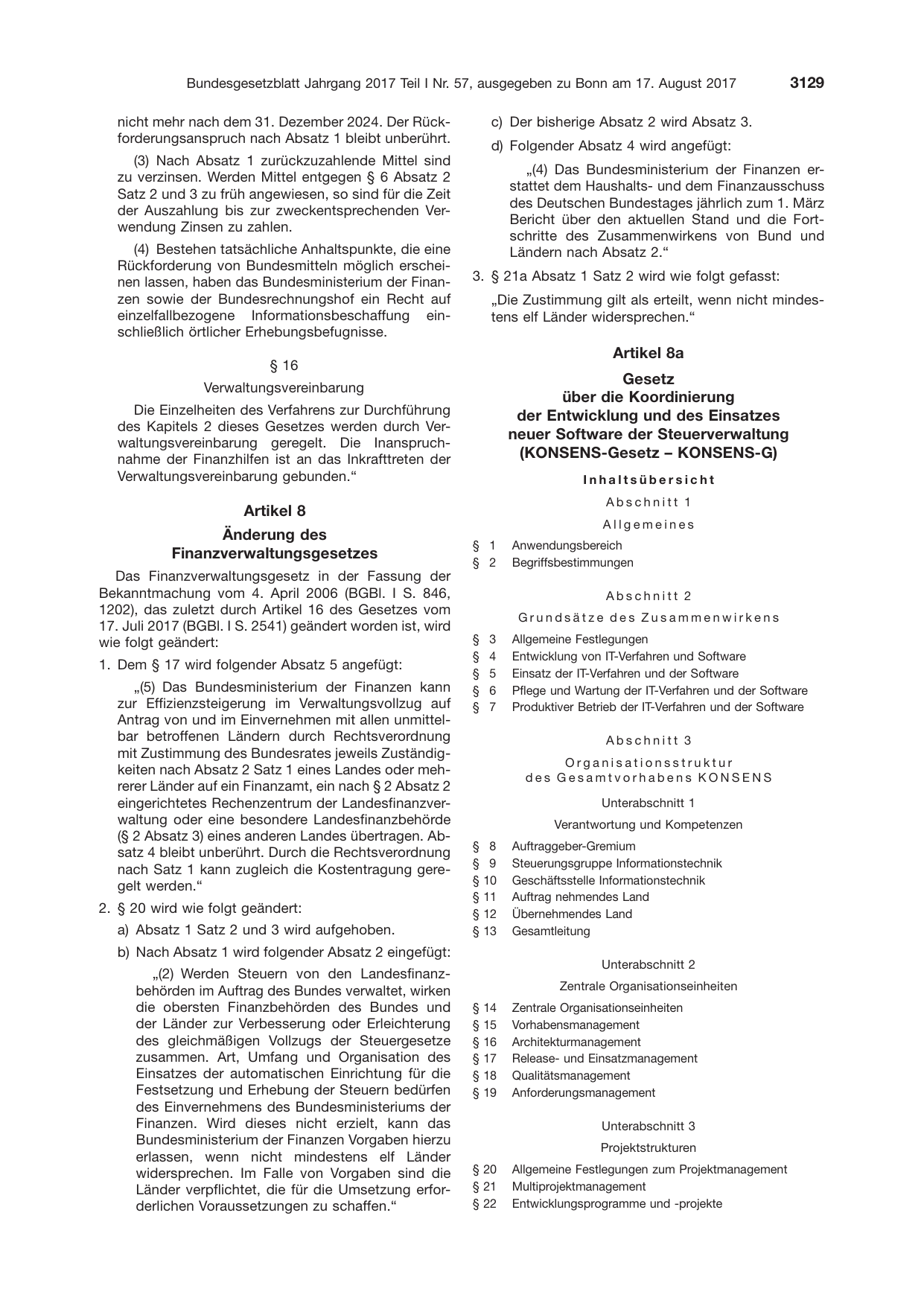 BGBl. 2017, Seite 3129 — Originalseite als Abbildung