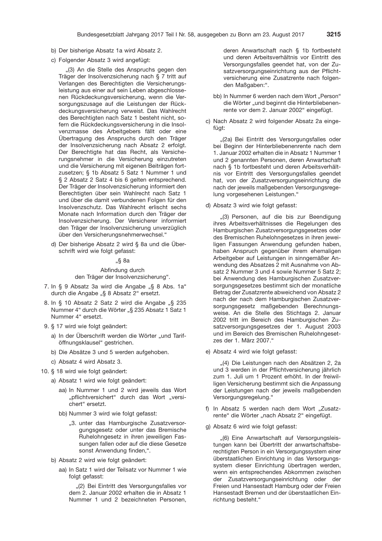 BGBl. 2017, Seite 3215 — Originalseite als Abbildung