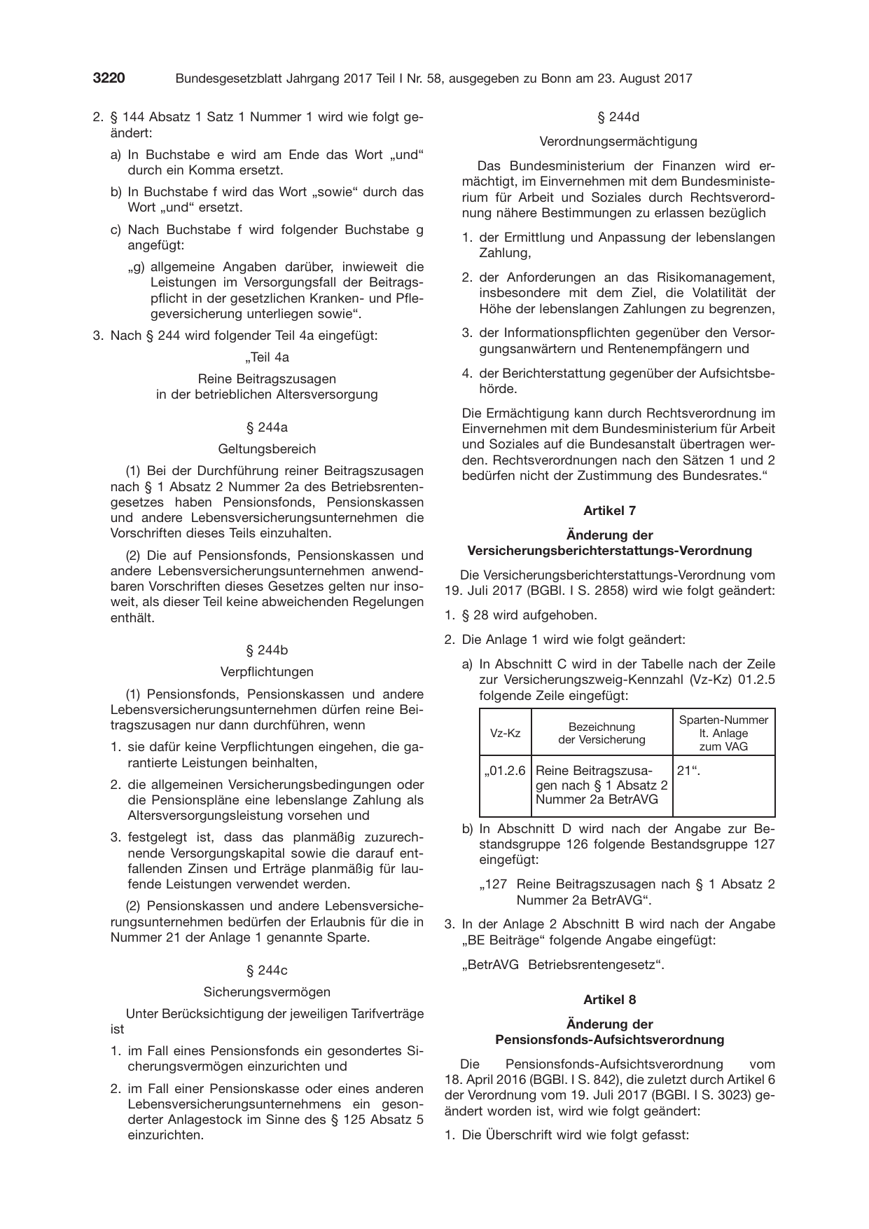 BGBl. 2017, Seite 3220 — Originalseite als Abbildung