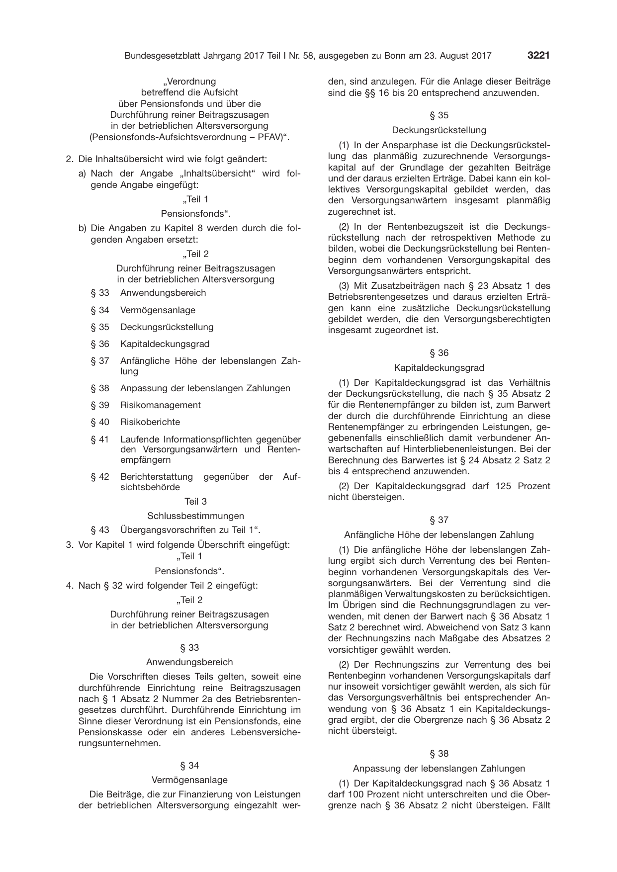 BGBl. 2017, Seite 3221 — Originalseite als Abbildung