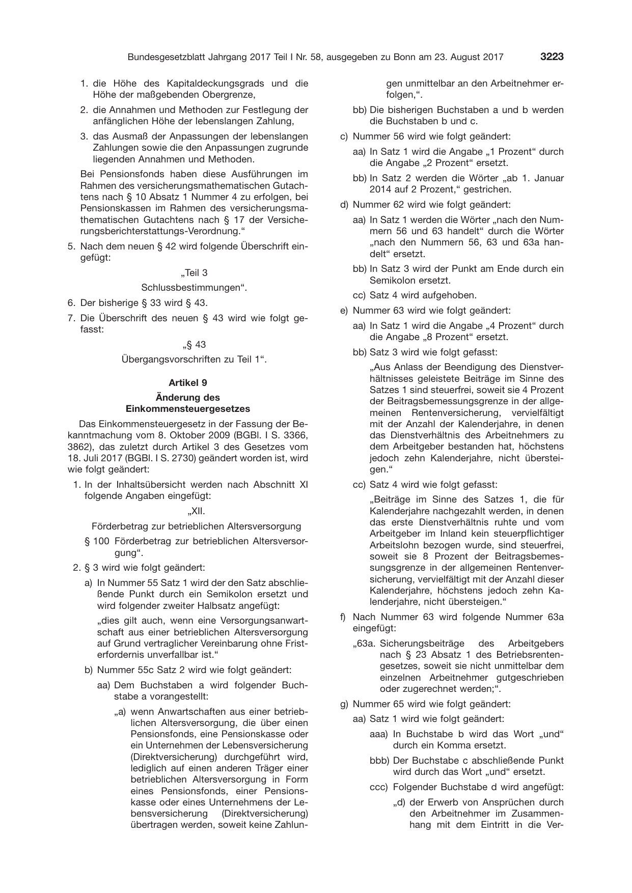BGBl. 2017, Seite 3223 — Originalseite als Abbildung
