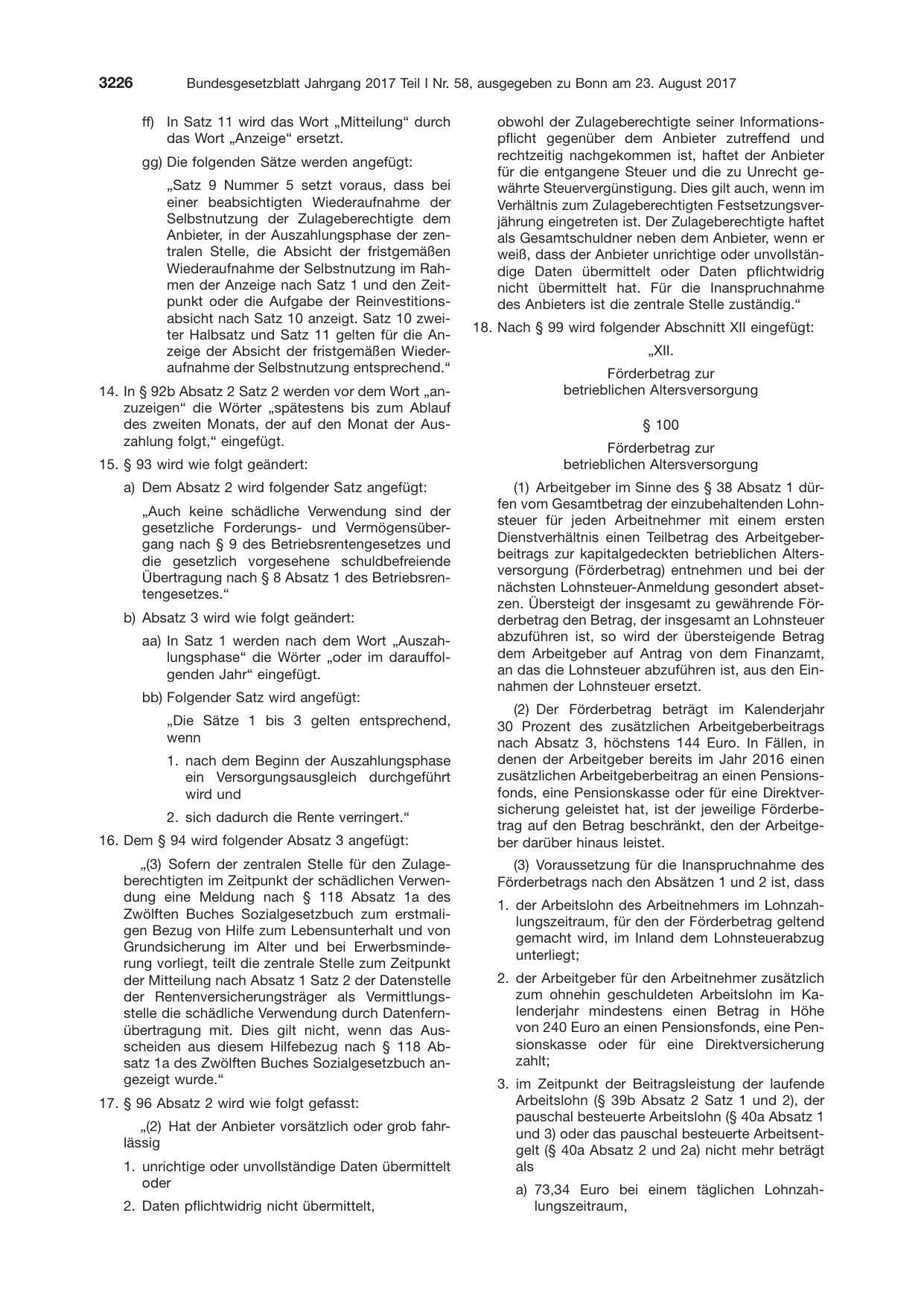 BGBl. 2017, Seite 3226 — Originalseite als Abbildung