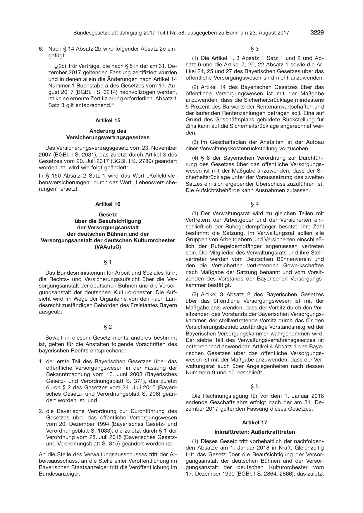 BGBl. 2017, Seite 3229 — Originalseite als Abbildung