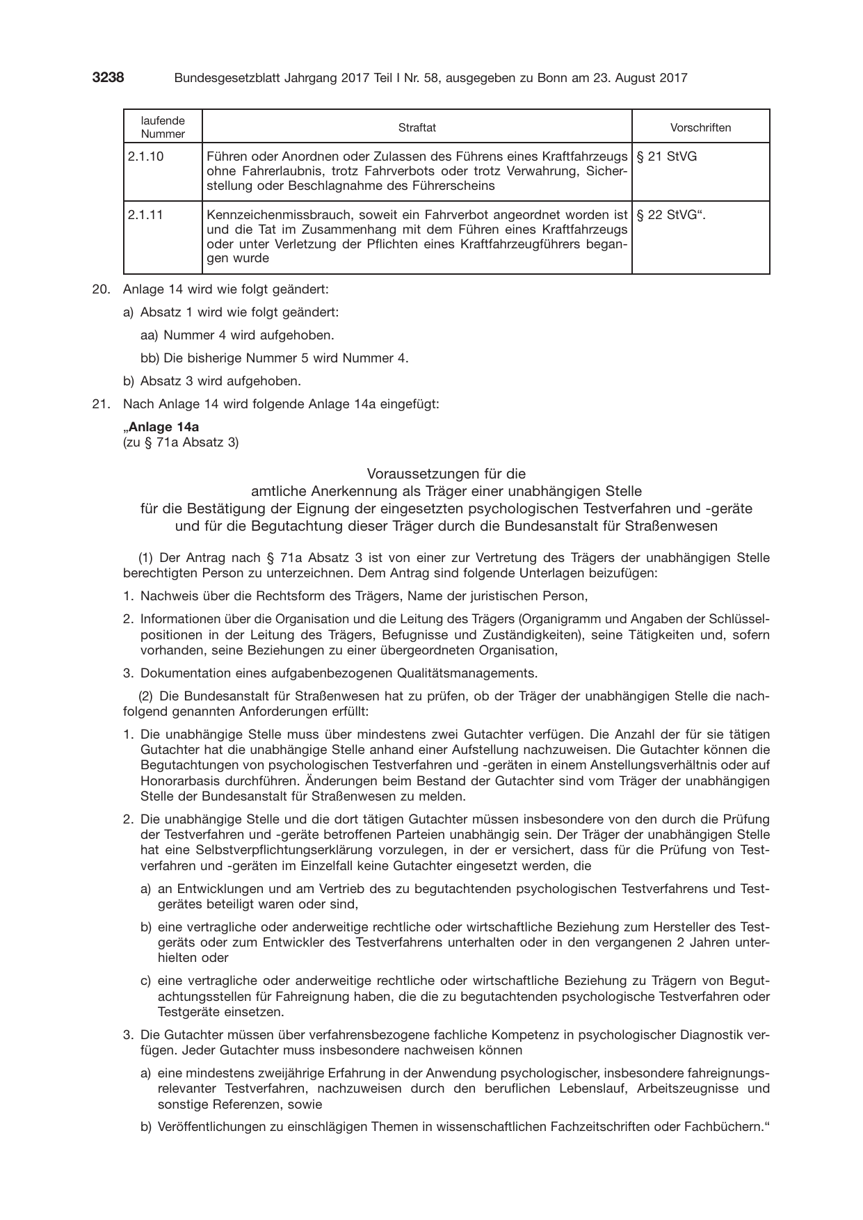 BGBl. 2017, Seite 3238 — Originalseite als Abbildung