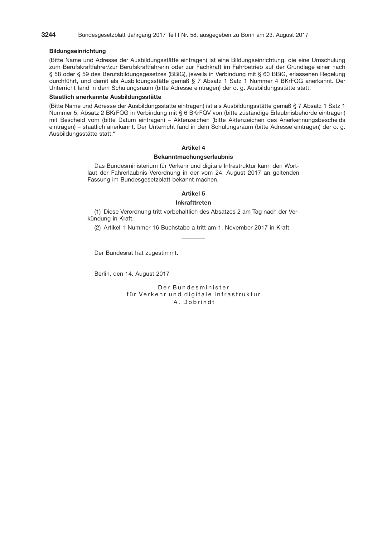 BGBl. 2017, Seite 3244 — Originalseite als Abbildung