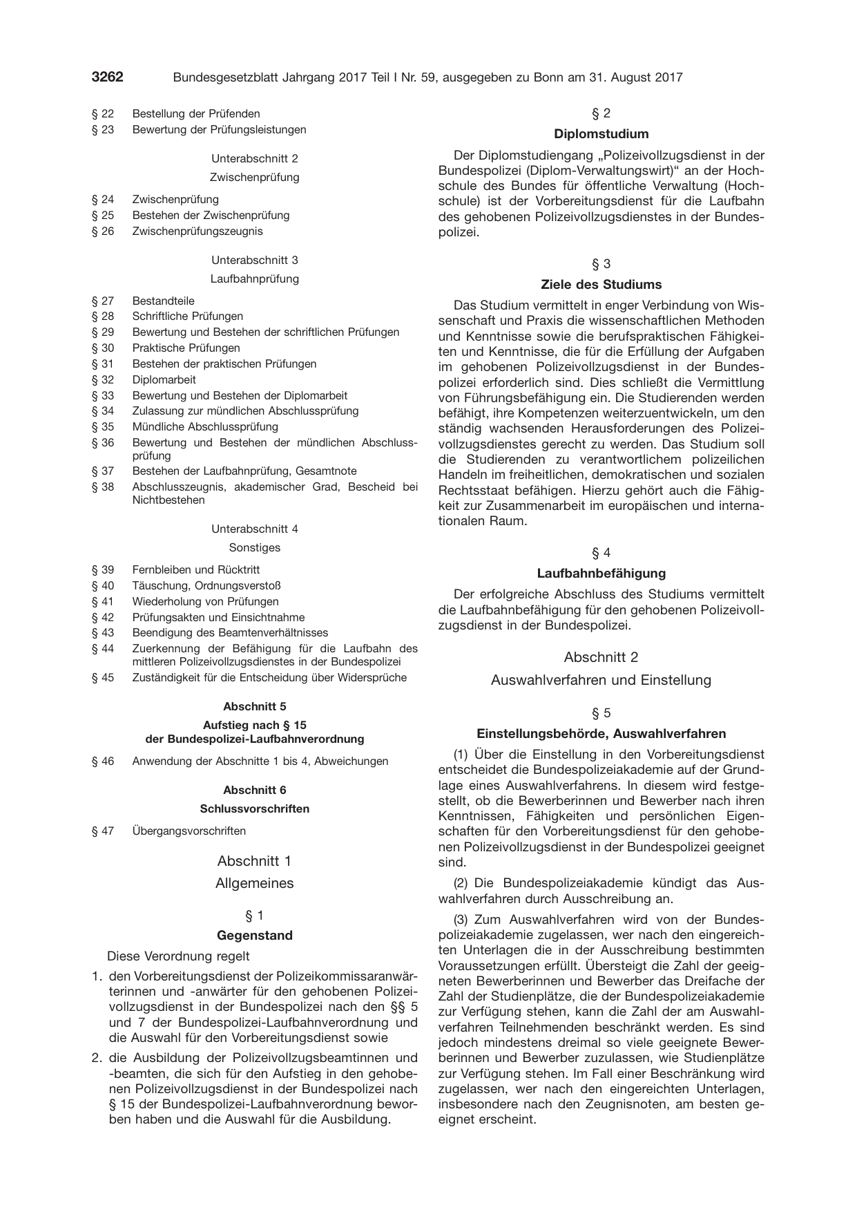 BGBl. 2017, Seite 3262 — Originalseite als Abbildung