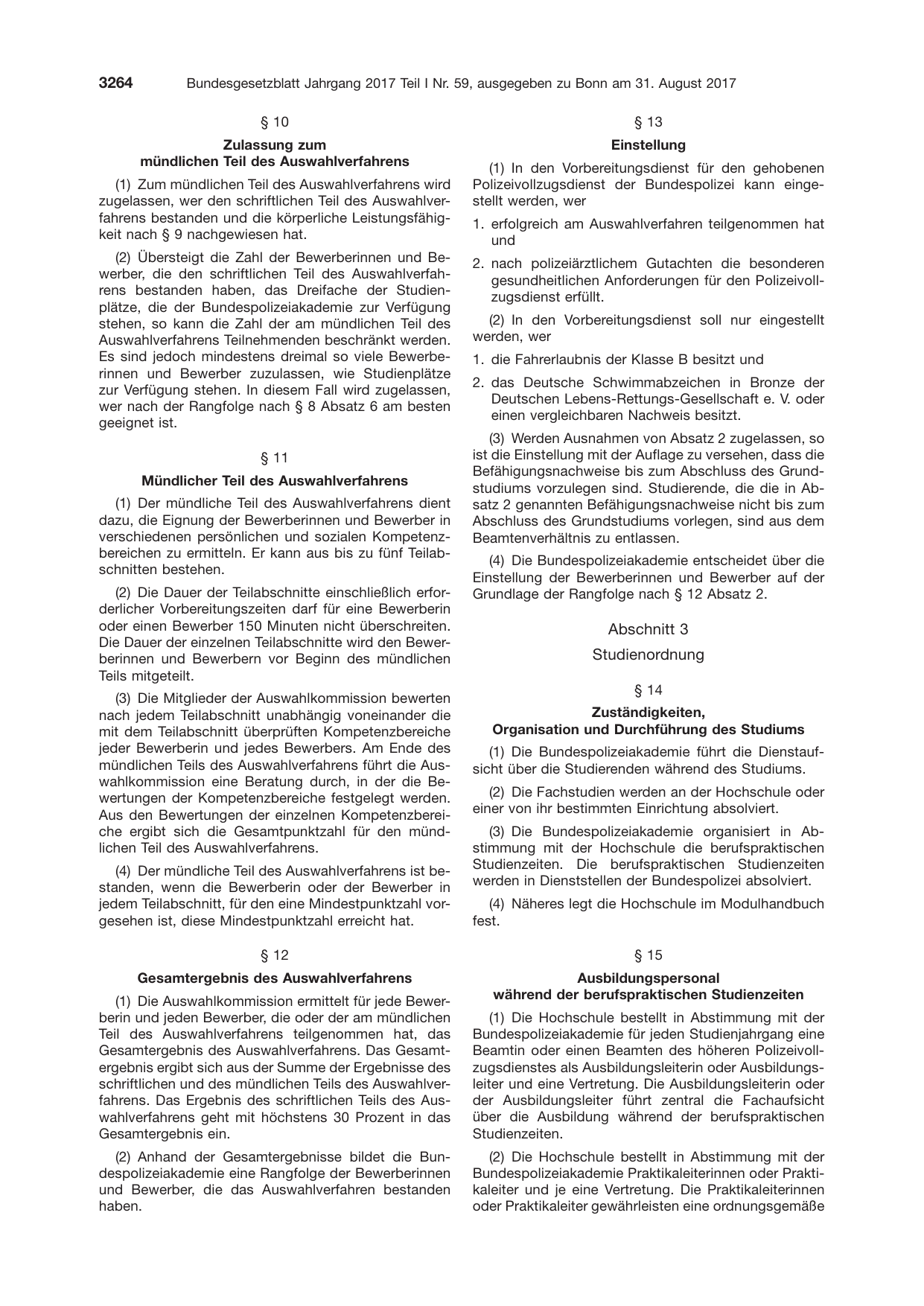 BGBl. 2017, Seite 3264 — Originalseite als Abbildung