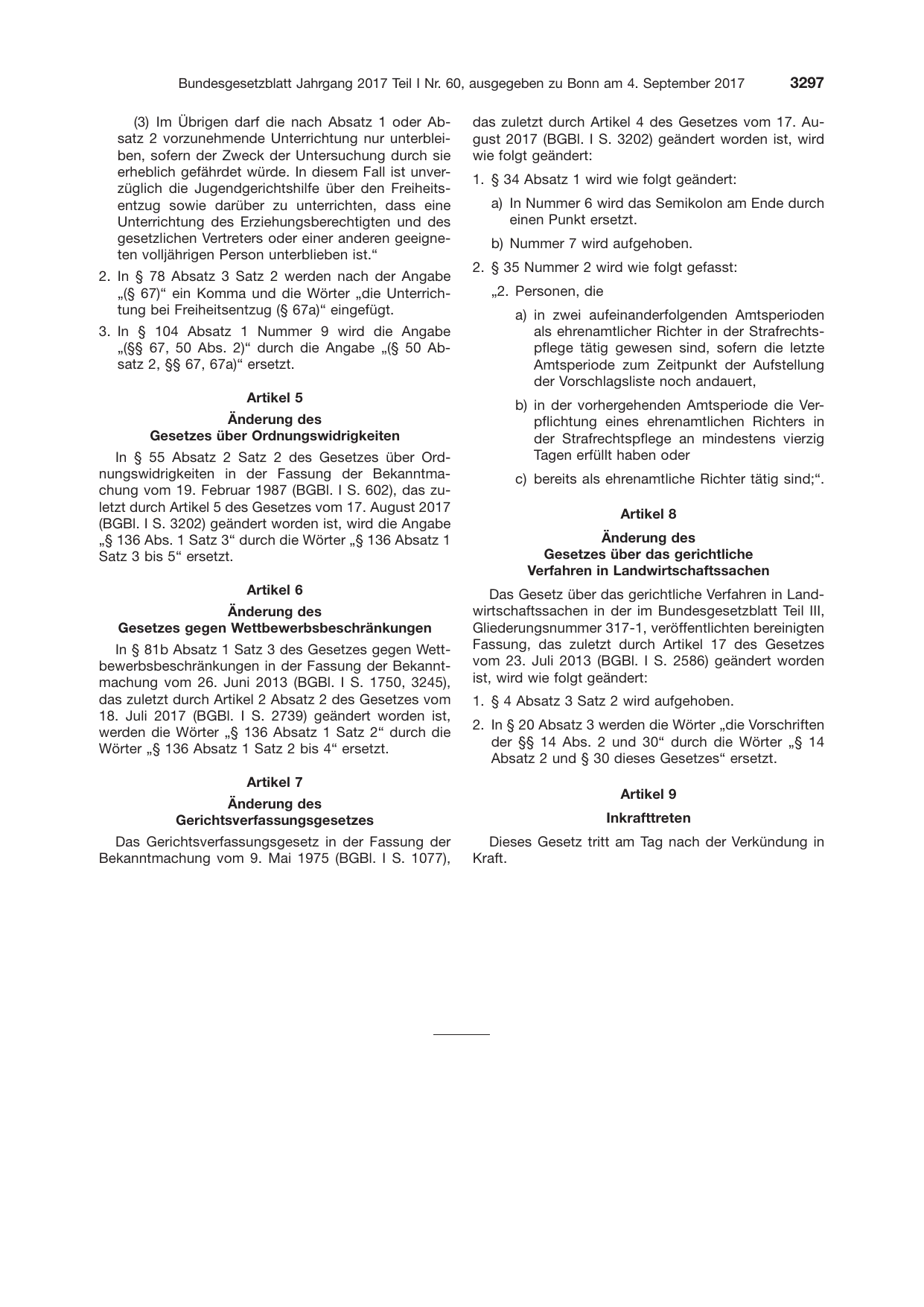BGBl. 2017, Seite 3297 — Originalseite als Abbildung