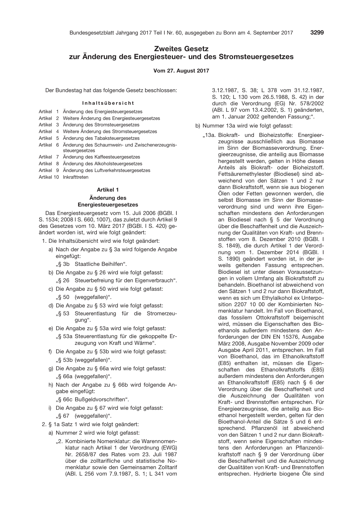 BGBl. 2017, Seite 3299 — Originalseite als Abbildung