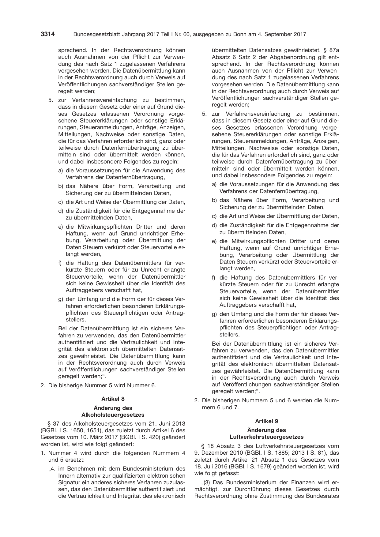 BGBl. 2017, Seite 3314 — Originalseite als Abbildung