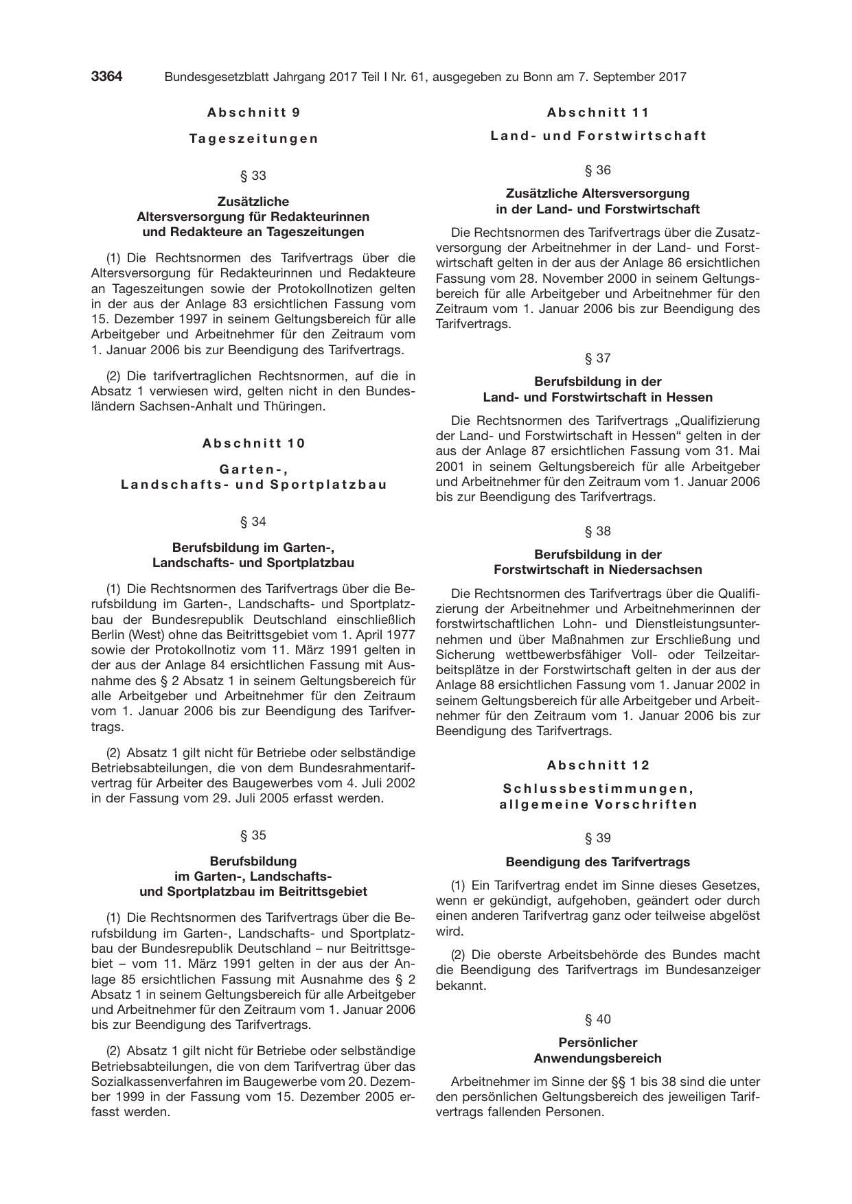 BGBl. 2017, Seite 3364 — Originalseite als Abbildung