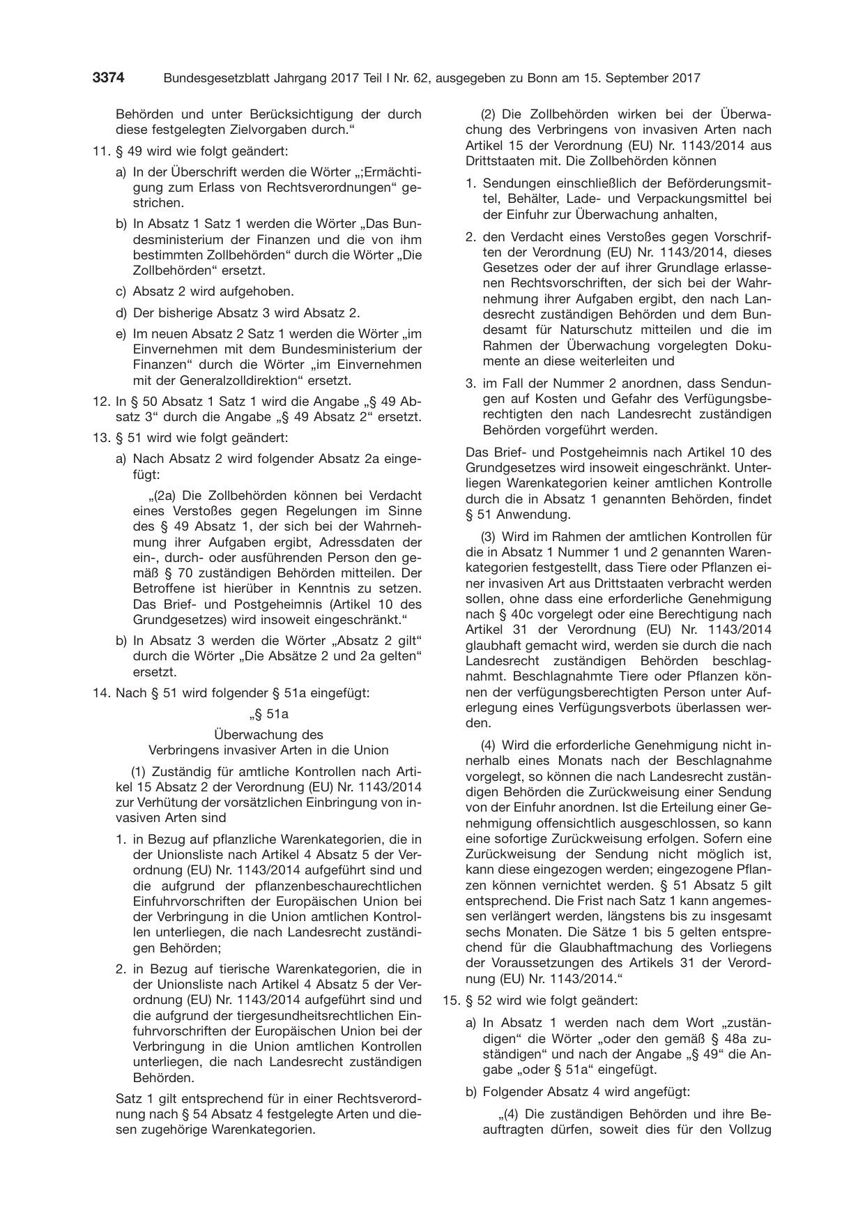 BGBl. 2017, Seite 3374 — Originalseite als Abbildung