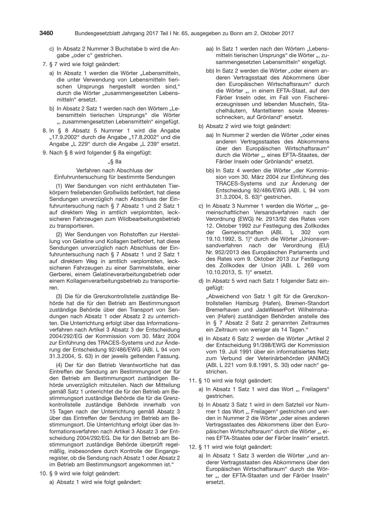 BGBl. 2017, Seite 3460 — Originalseite als Abbildung