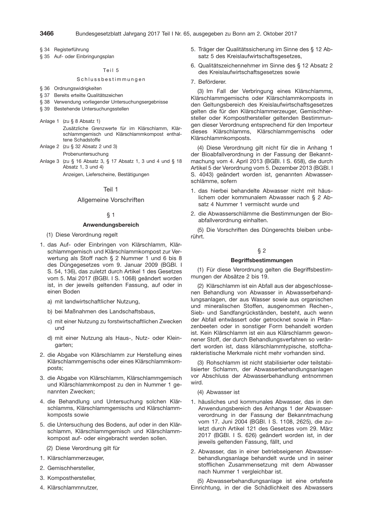 BGBl. 2017, Seite 3466 — Originalseite als Abbildung