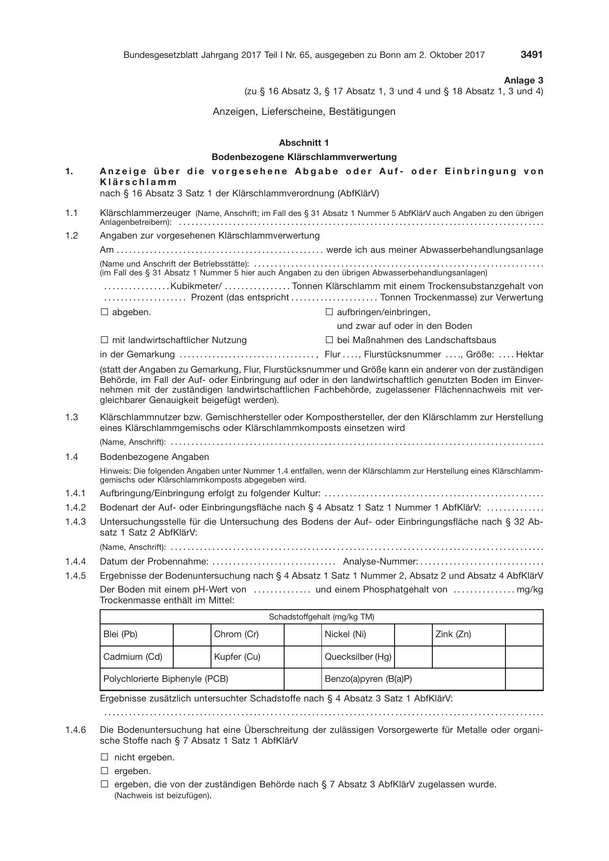 BGBl. 2017, Seite 3491 — Originalseite als Abbildung