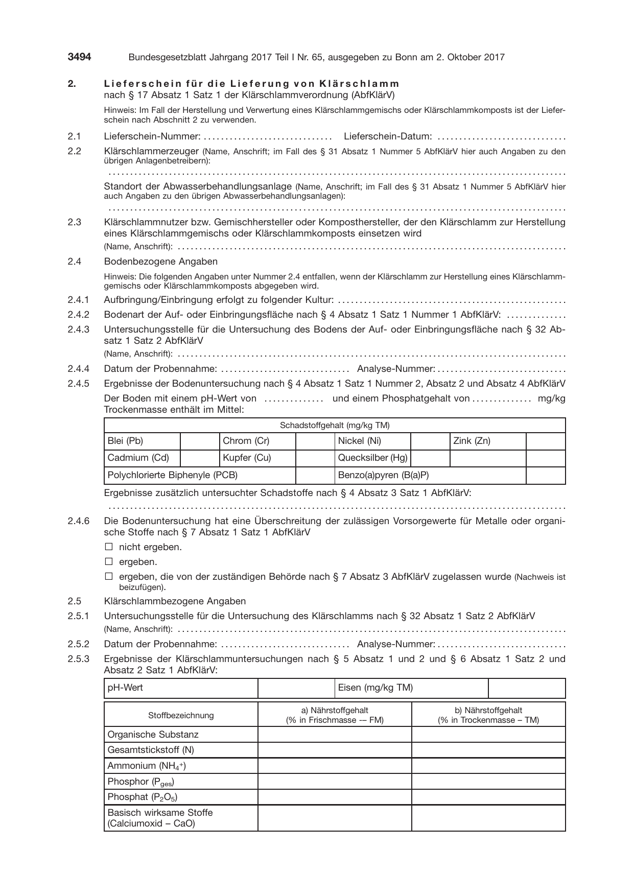 BGBl. 2017, Seite 3494 — Originalseite als Abbildung