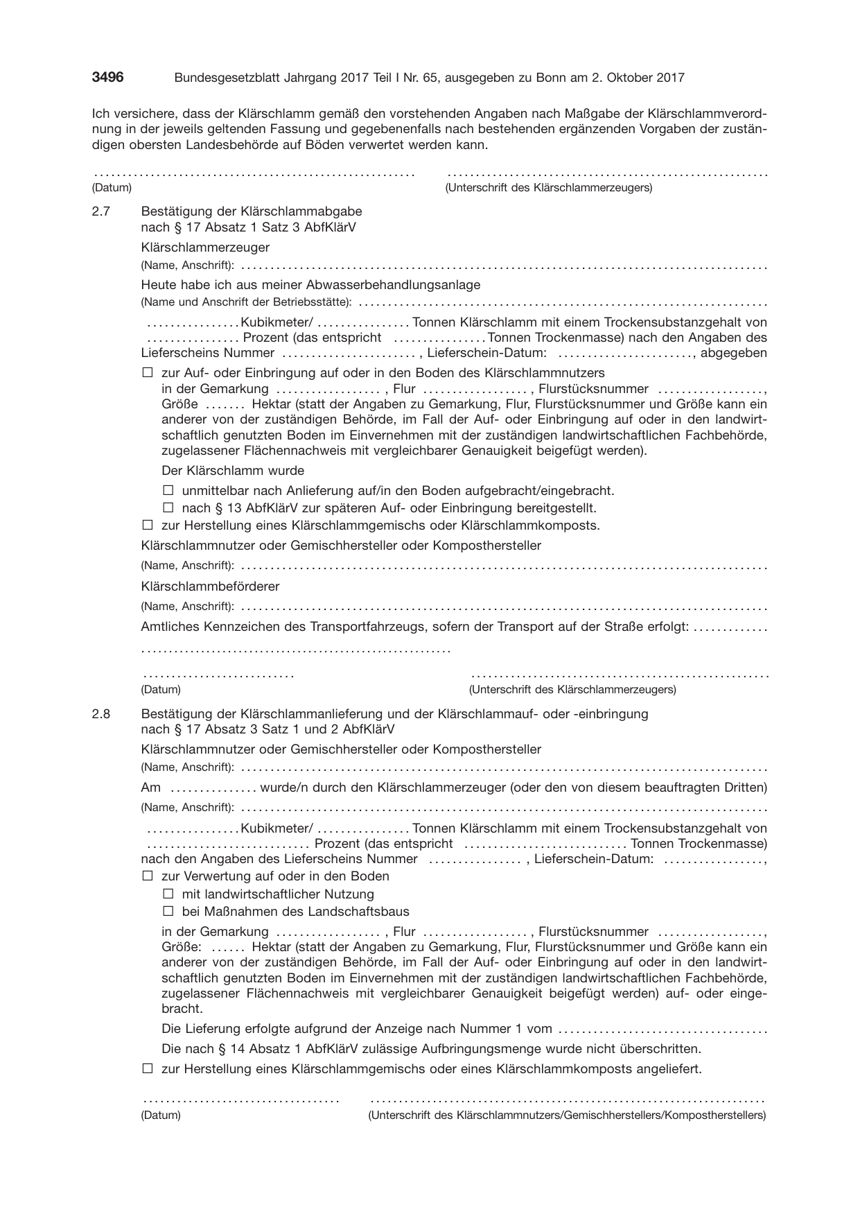 BGBl. 2017, Seite 3496 — Originalseite als Abbildung
