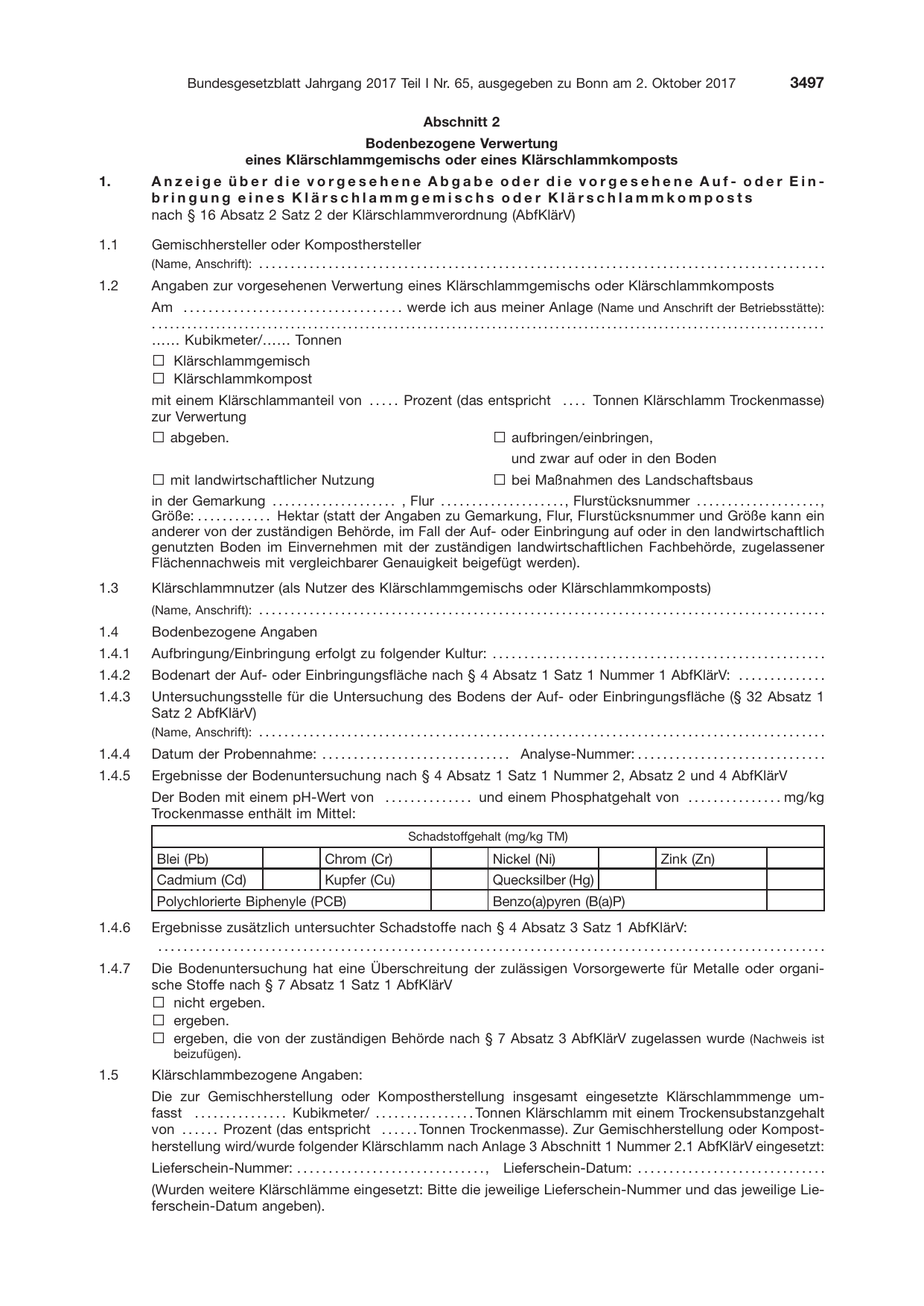 BGBl. 2017, Seite 3497 — Originalseite als Abbildung