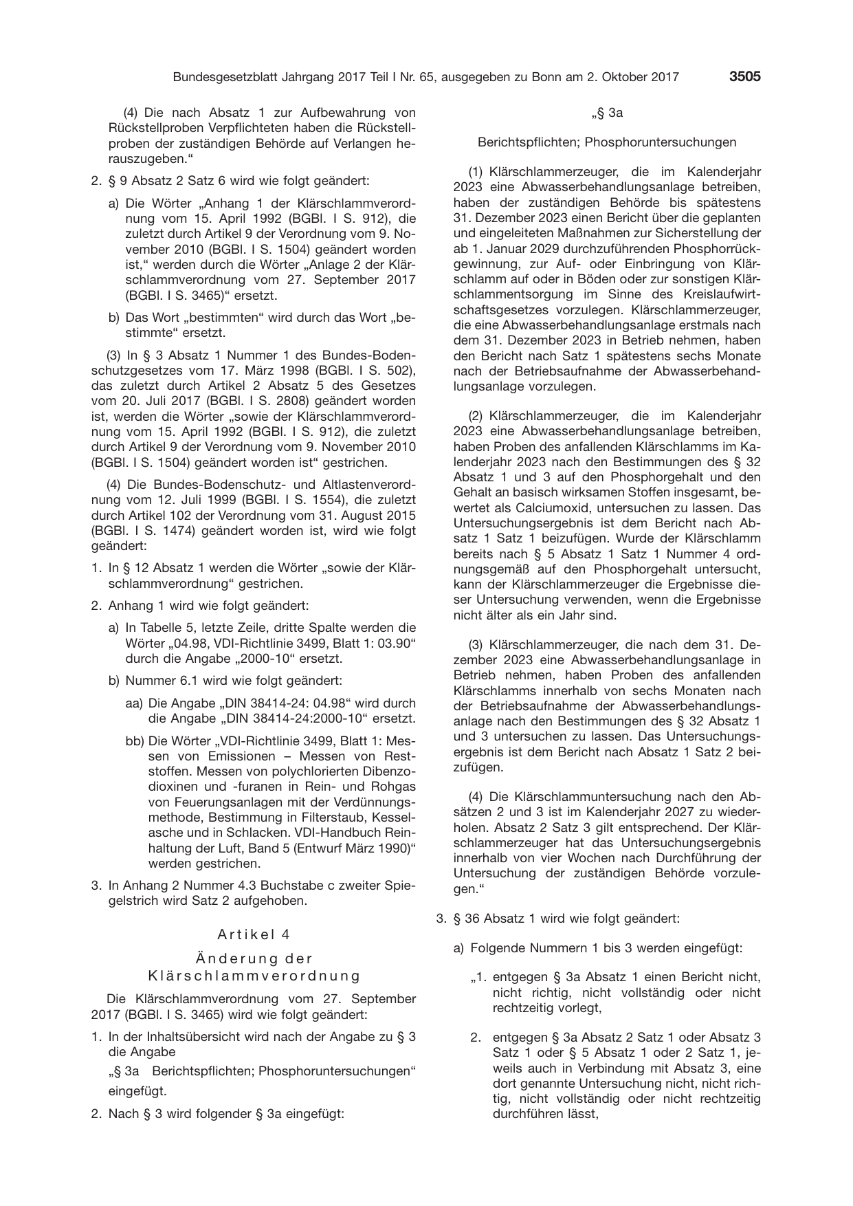 BGBl. 2017, Seite 3505 — Originalseite als Abbildung