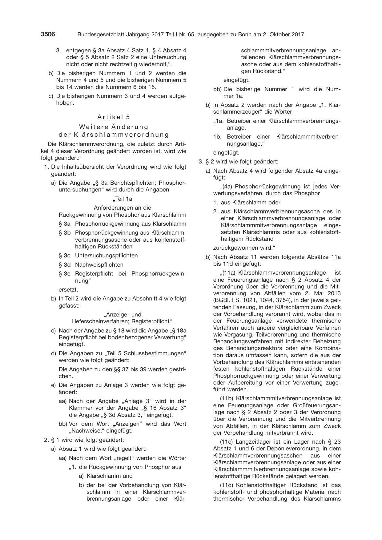 BGBl. 2017, Seite 3506 — Originalseite als Abbildung