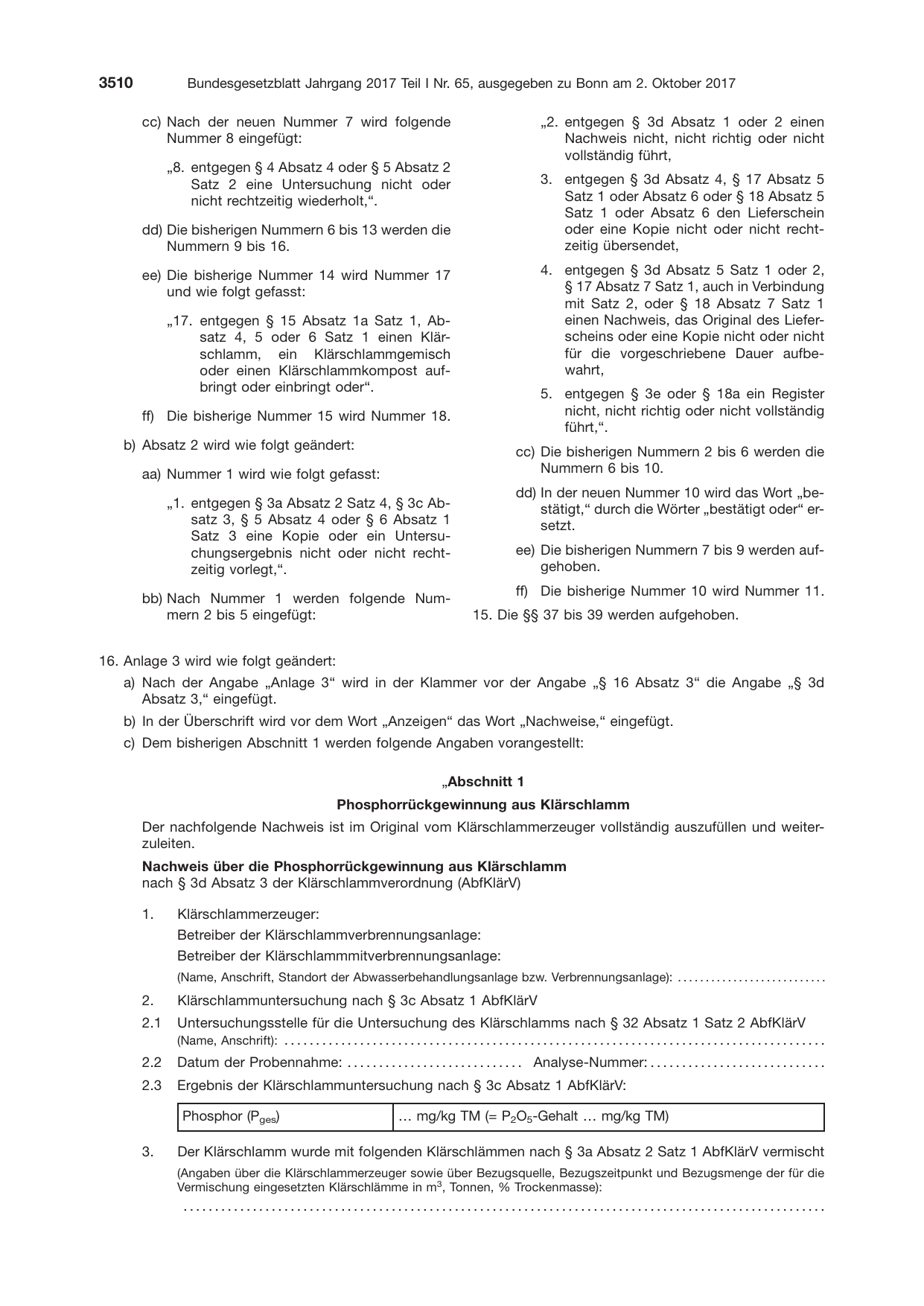BGBl. 2017, Seite 3510 — Originalseite als Abbildung