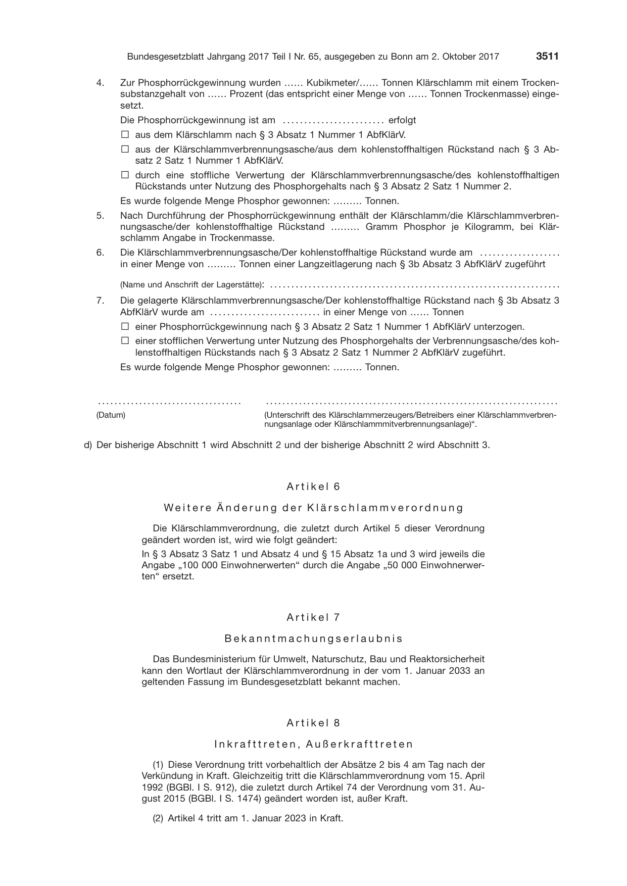 BGBl. 2017, Seite 3511 — Originalseite als Abbildung