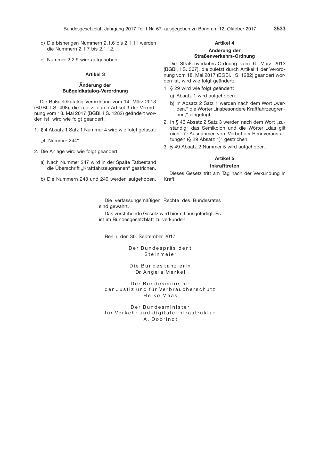 BGBl. 2017, Seite 3533 — Originalseite als Abbildung