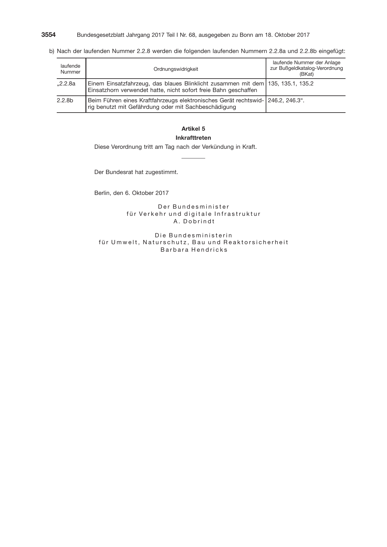 BGBl. 2017, Seite 3554 — Originalseite als Abbildung
