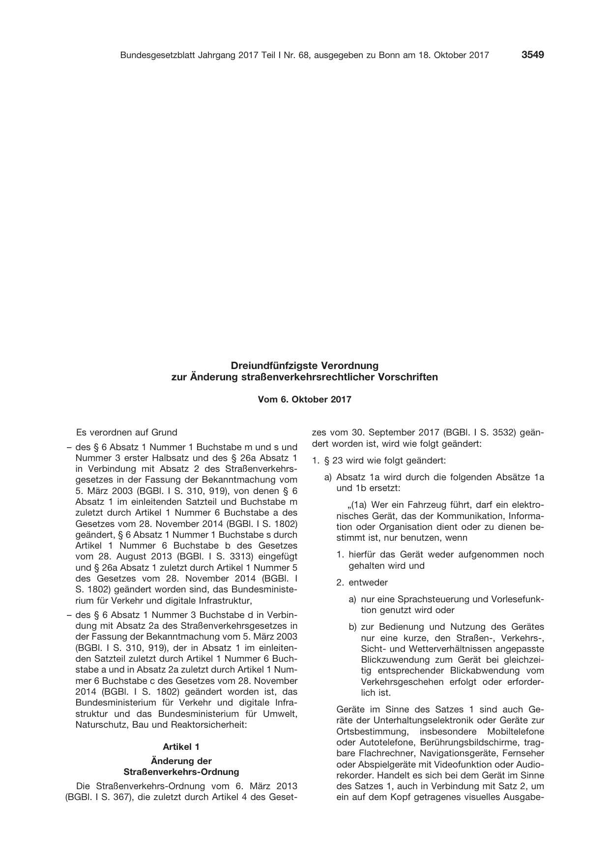 BGBl. 2017, Seite 3549 — Originalseite als Abbildung