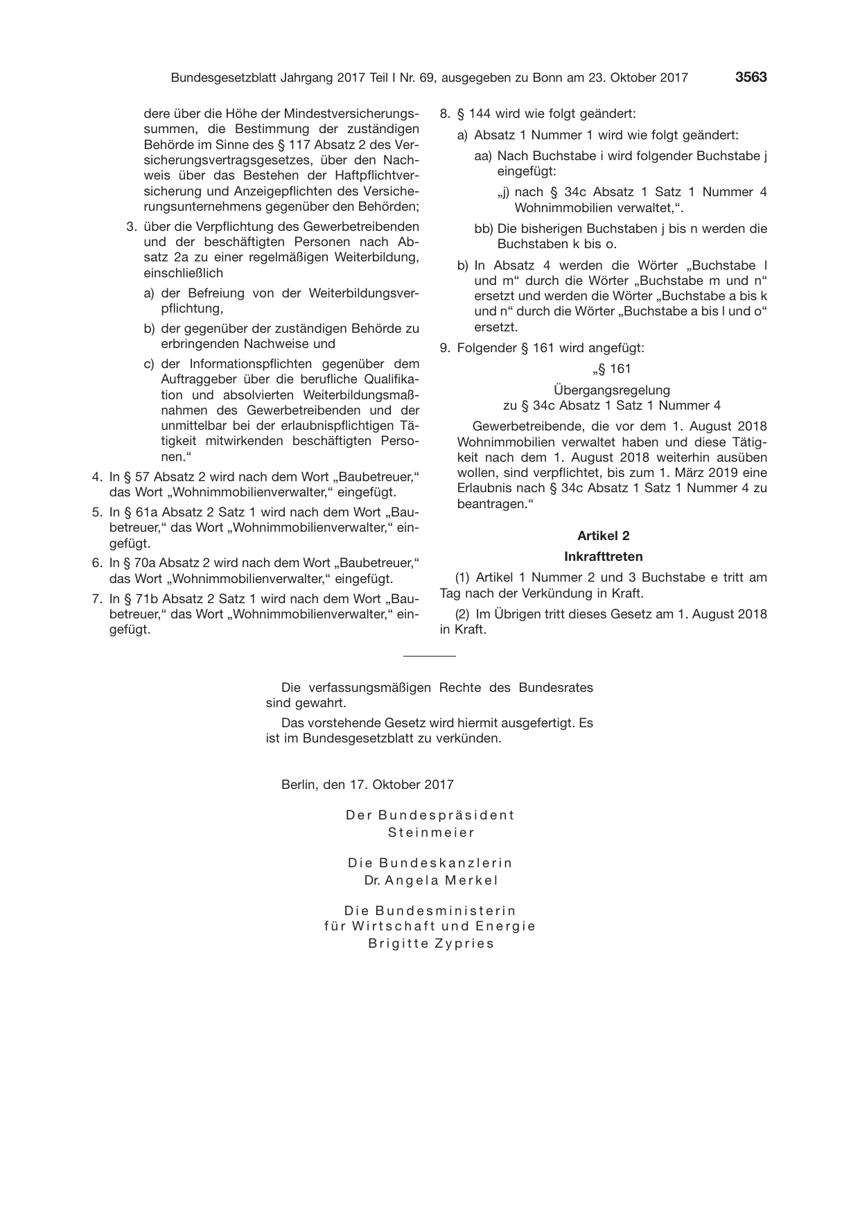BGBl. 2017, Seite 3563 — Originalseite als Abbildung