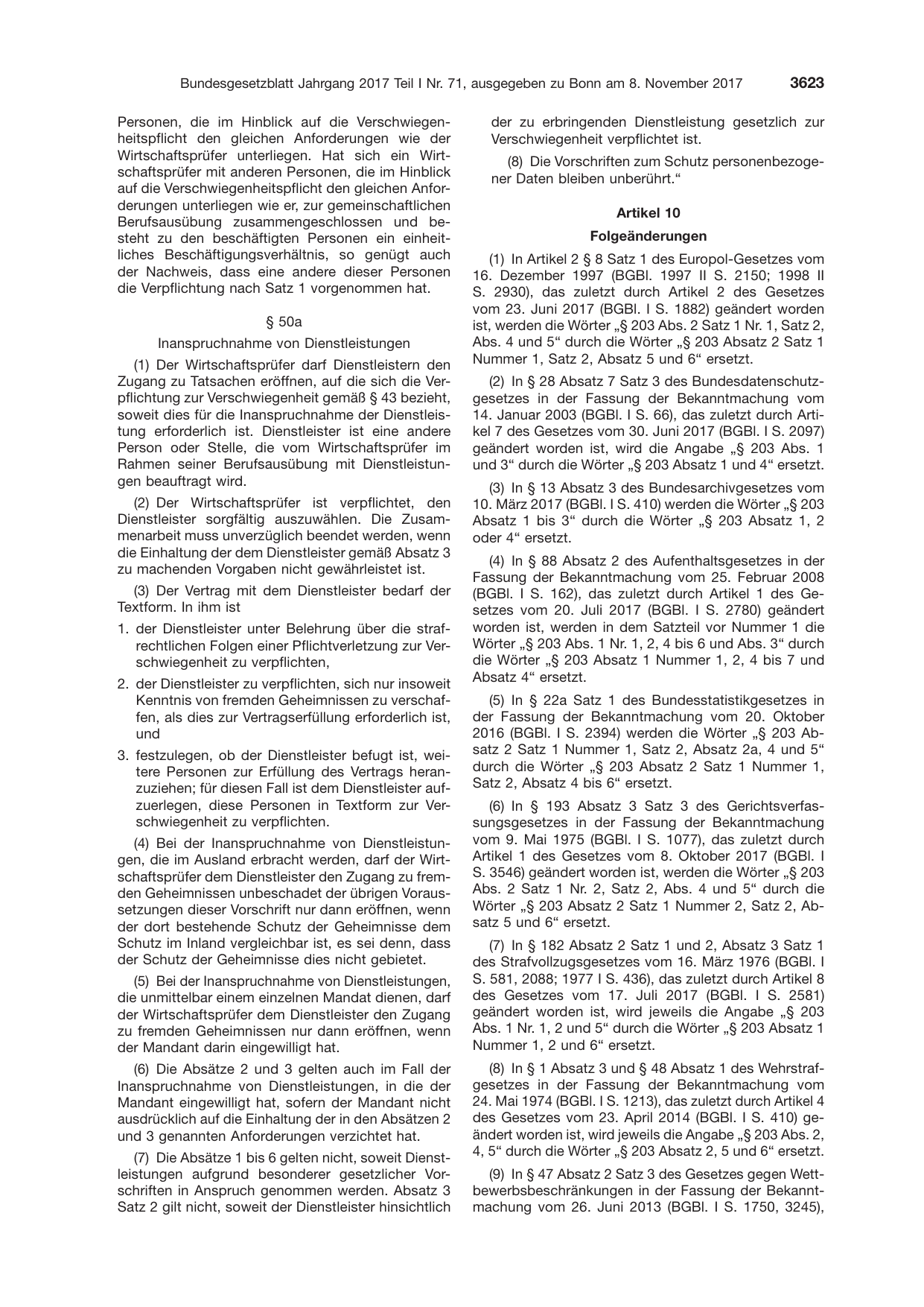 BGBl. 2017, Seite 3623 — Originalseite als Abbildung
