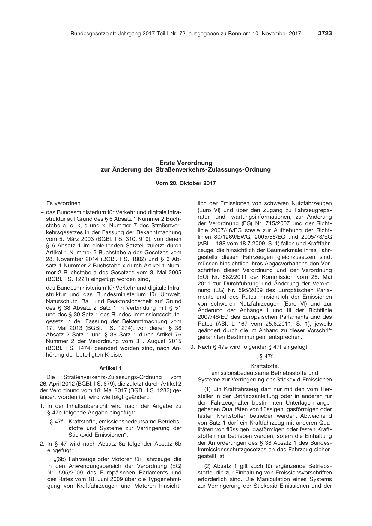 BGBl. 2017, Seite 3723 — Originalseite als Abbildung