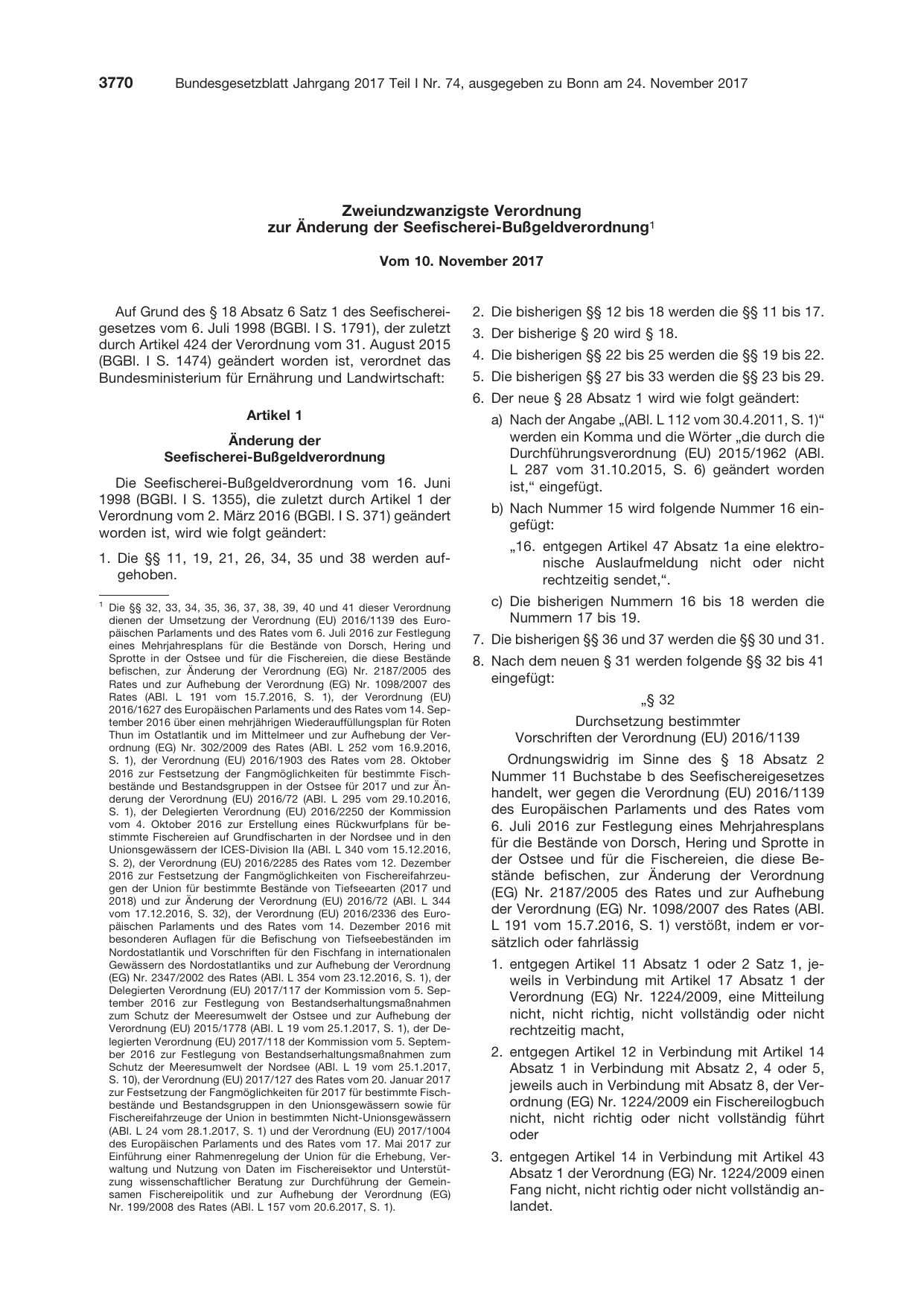 BGBl. 2017, Seite 3770 — Originalseite als Abbildung