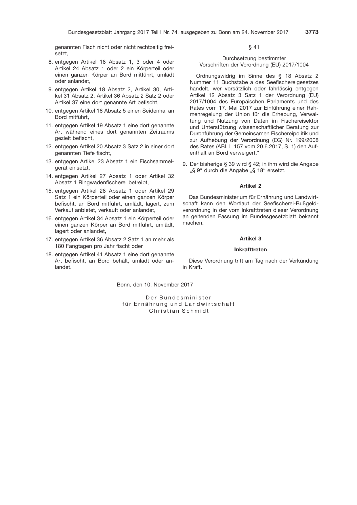 BGBl. 2017, Seite 3773 — Originalseite als Abbildung