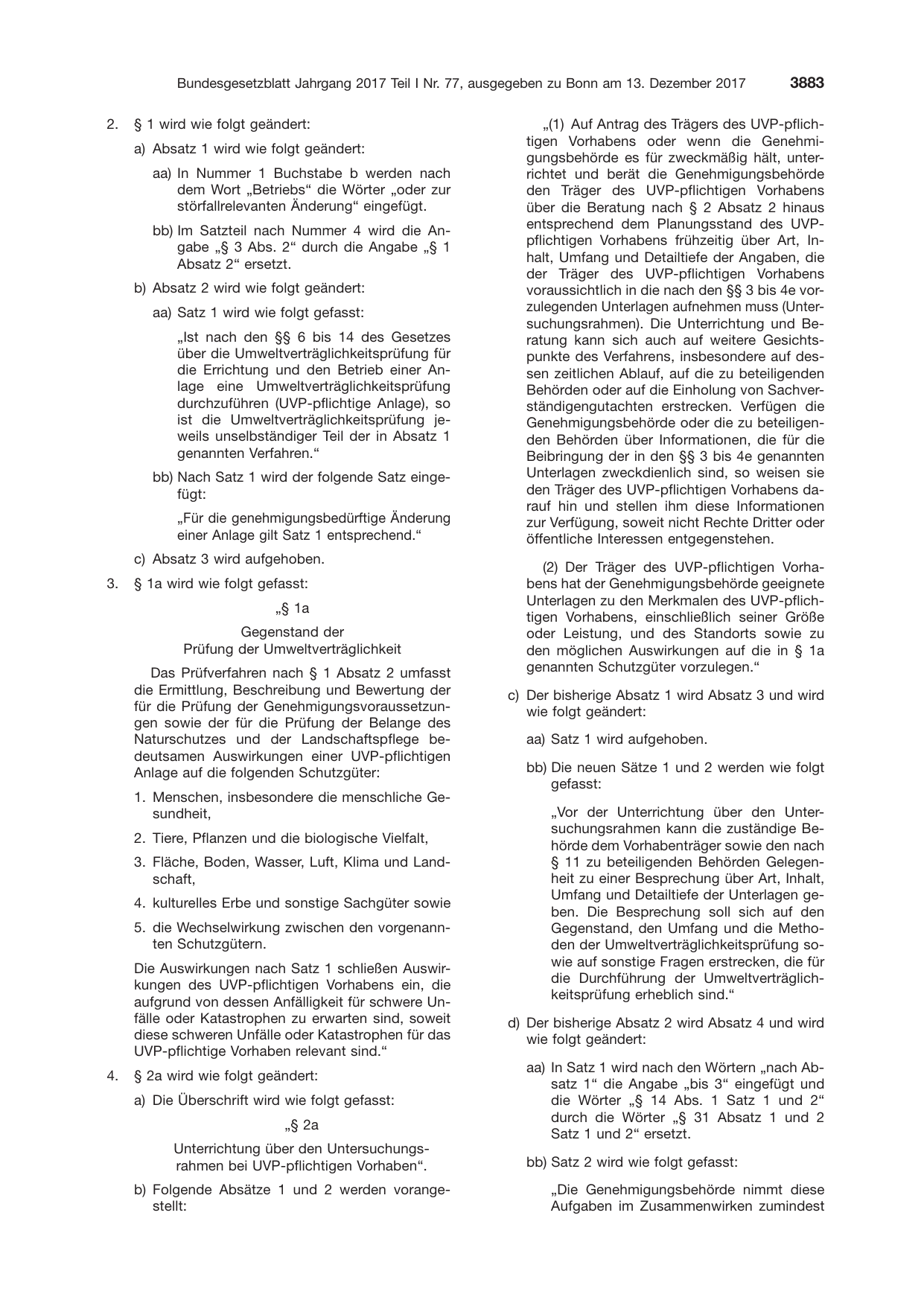 BGBl. 2017, Seite 3883 — Originalseite als Abbildung