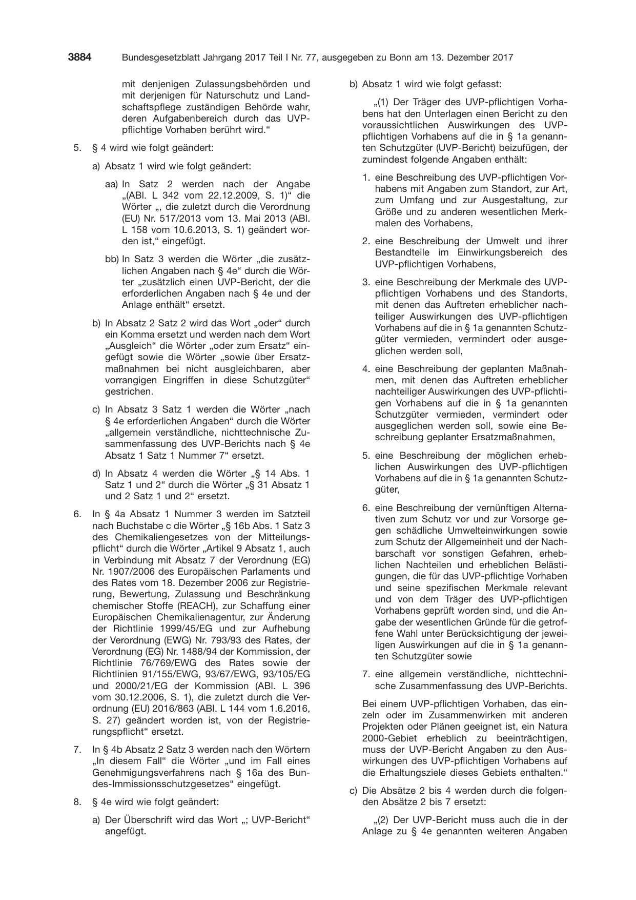 BGBl. 2017, Seite 3884 — Originalseite als Abbildung