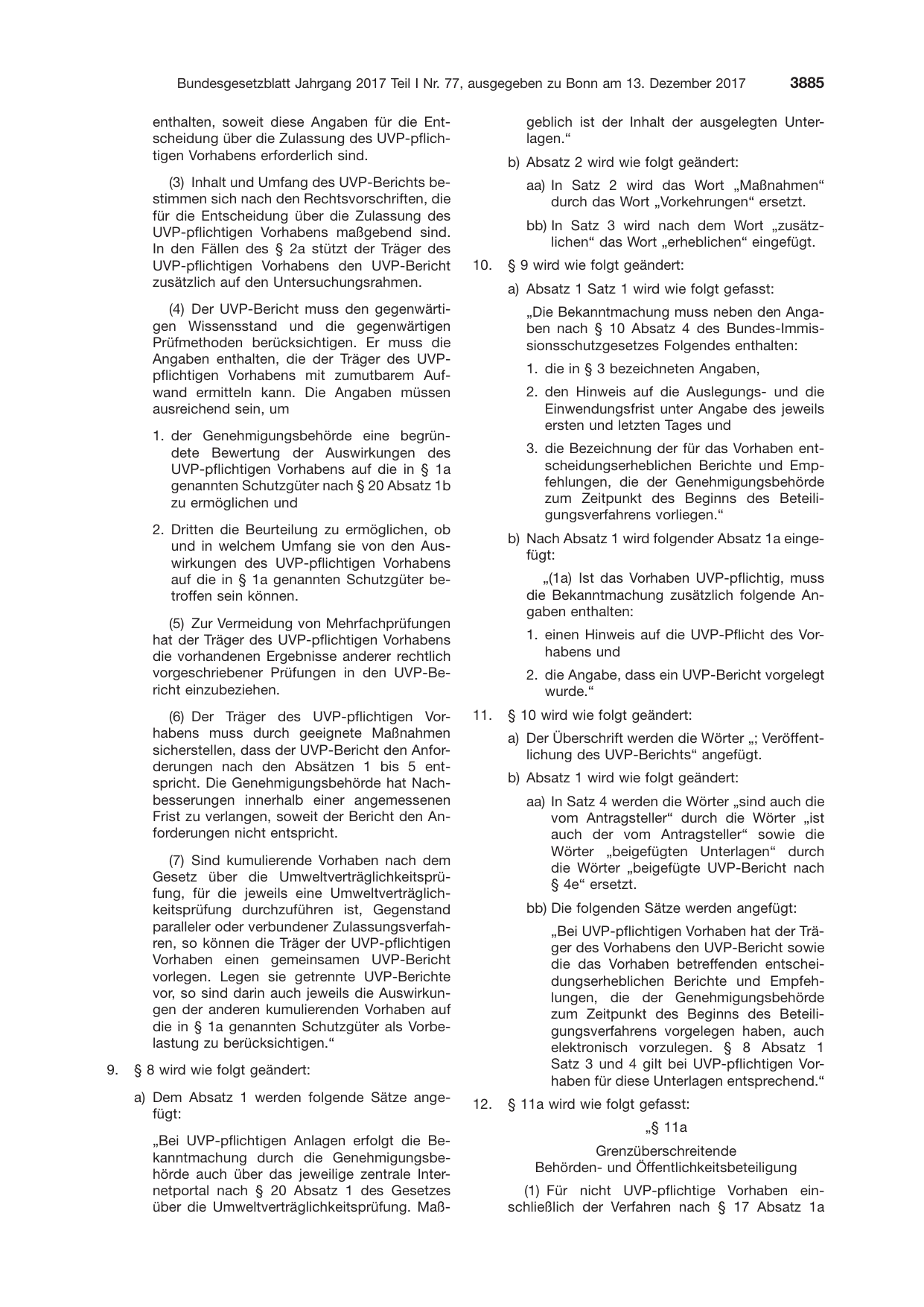 BGBl. 2017, Seite 3885 — Originalseite als Abbildung