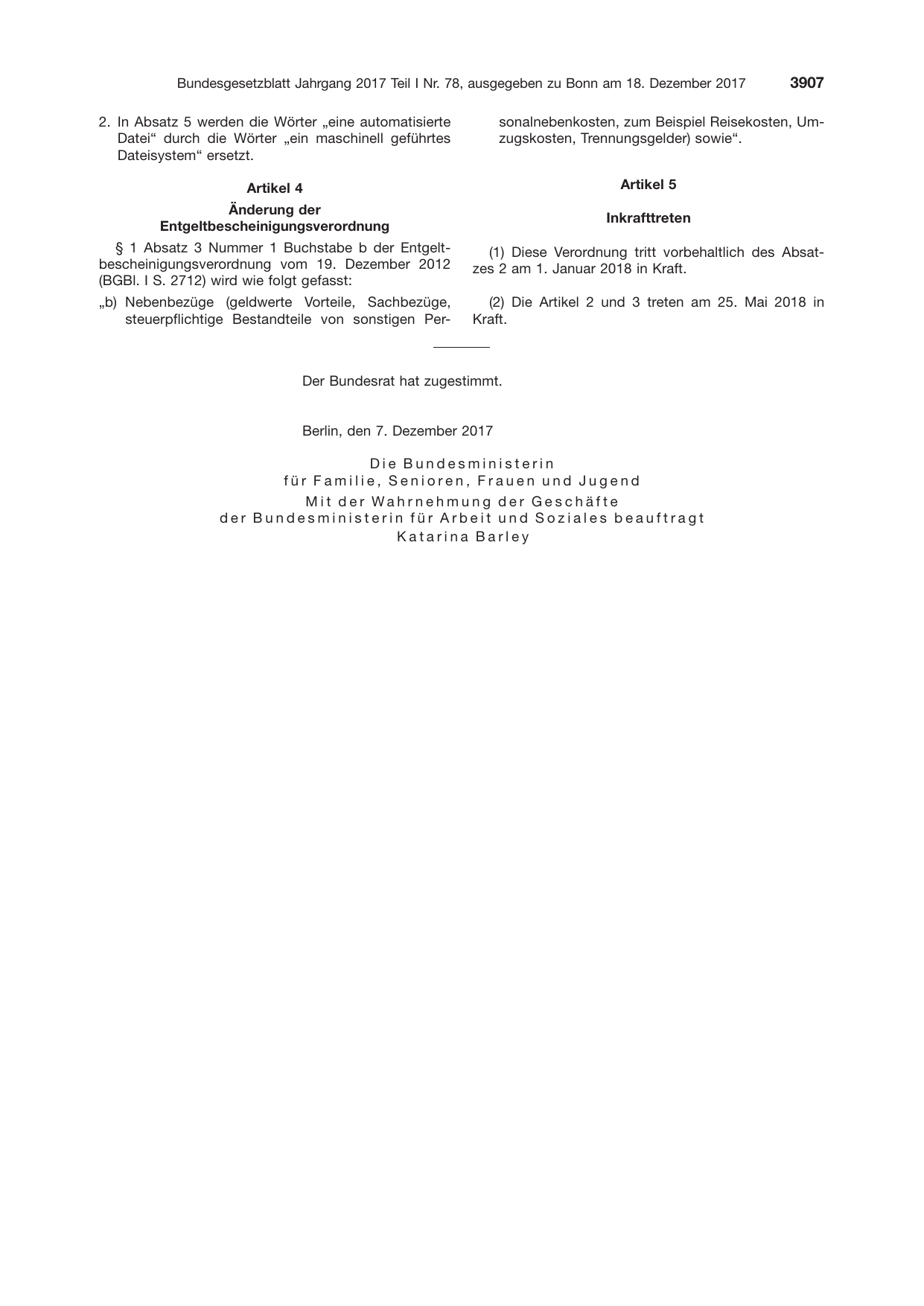 BGBl. 2017, Seite 3907 — Originalseite als Abbildung