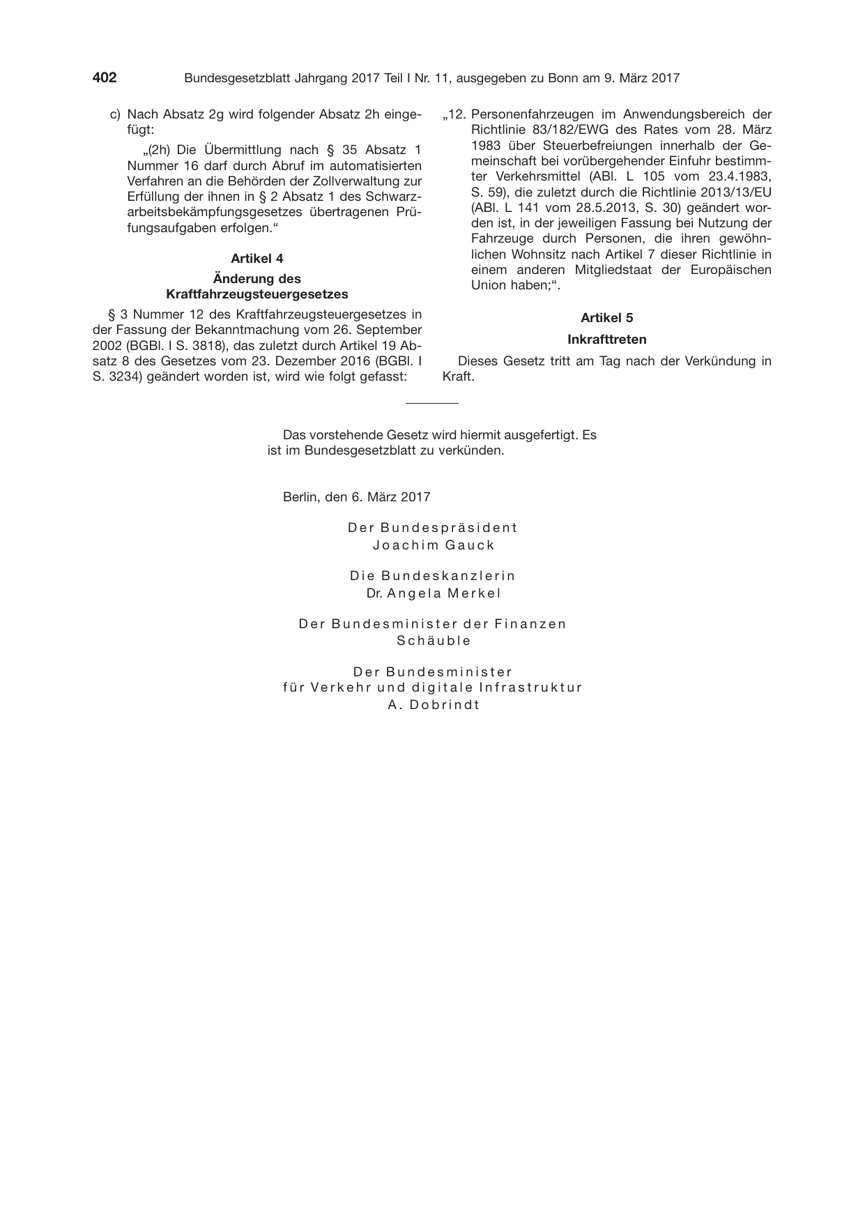 BGBl. 2017, Seite 402 — Originalseite als Abbildung