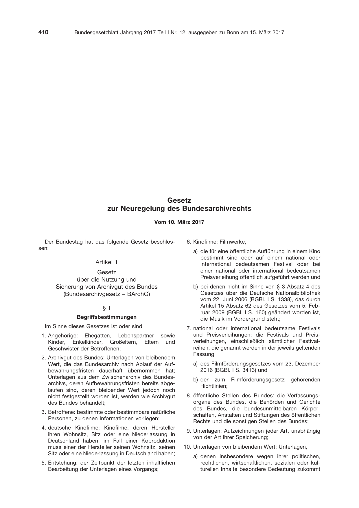 BGBl. 2017, Seite 410 — Originalseite als Abbildung